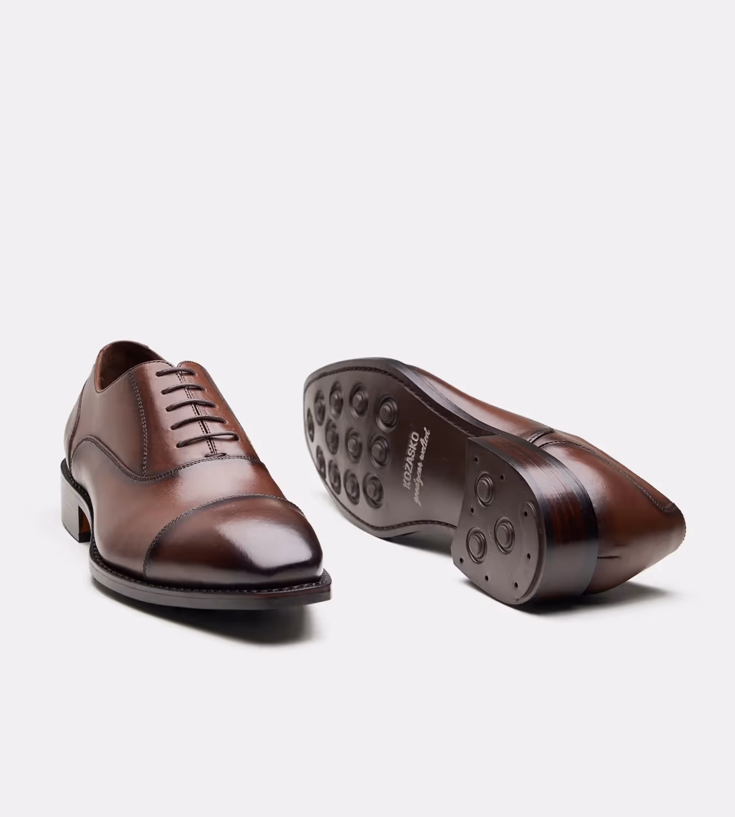 Hand Welted Chisel Toe Brown Captoe Oxfords  image 3