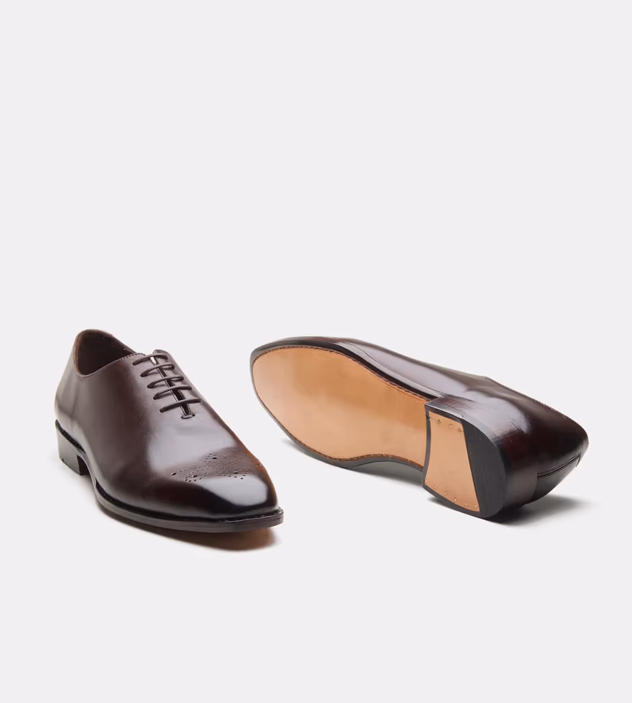 Hand Welted Chisel Toe Brown Wholecut Oxfords image 2