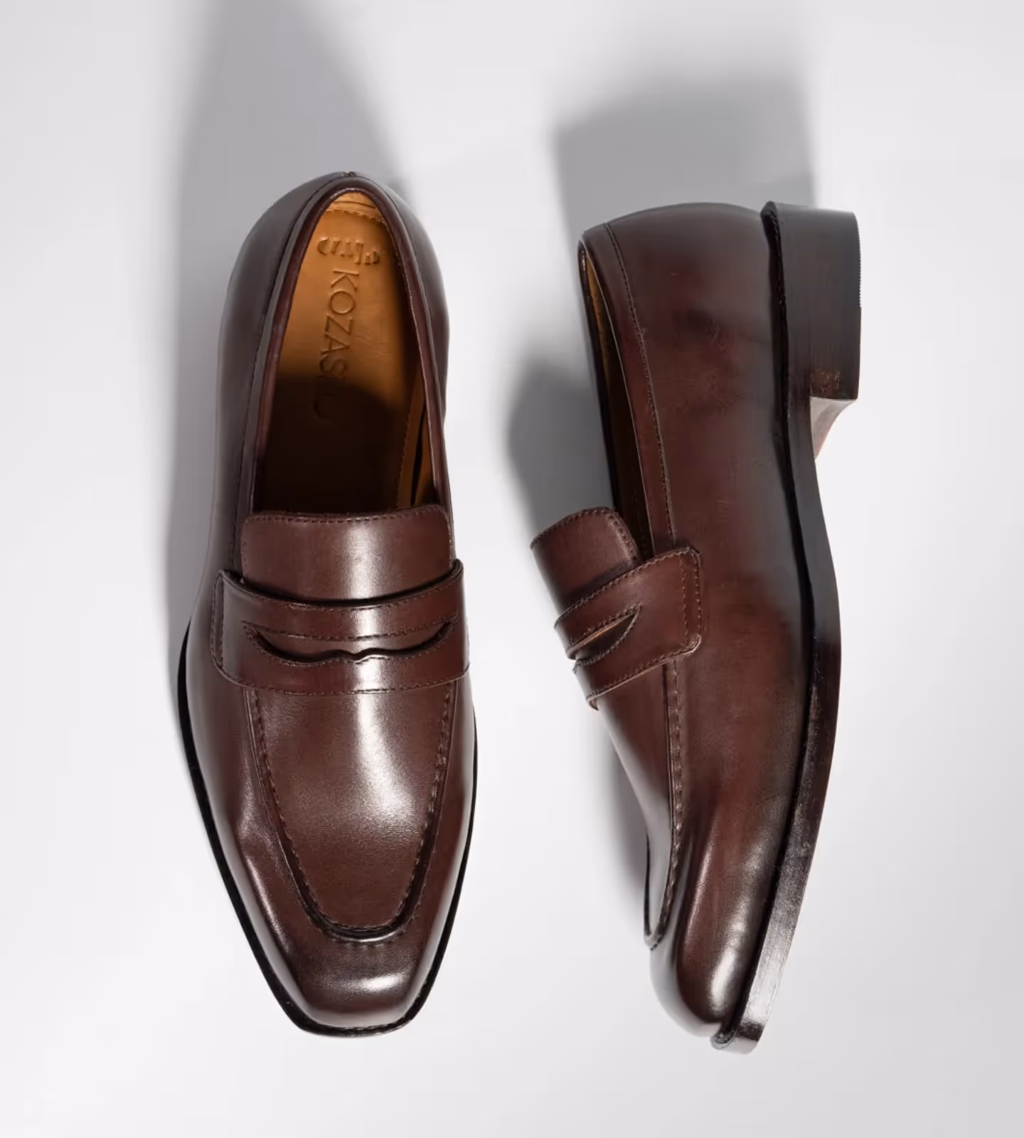 Hand Welted Chisel Toe Burgundy Penny Loafer image 5