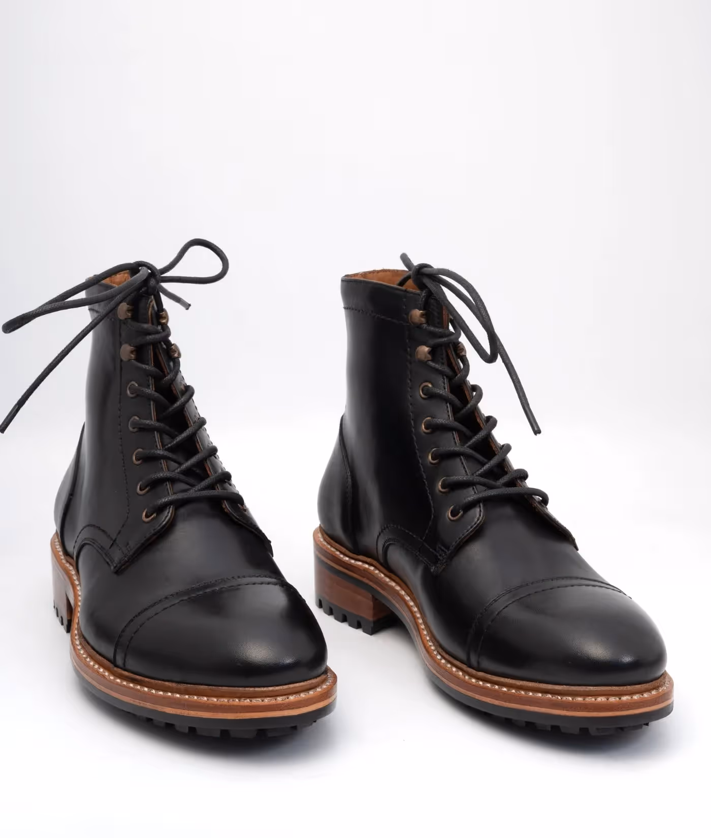 Hand Welted Classic Black Captoe Boot image 1