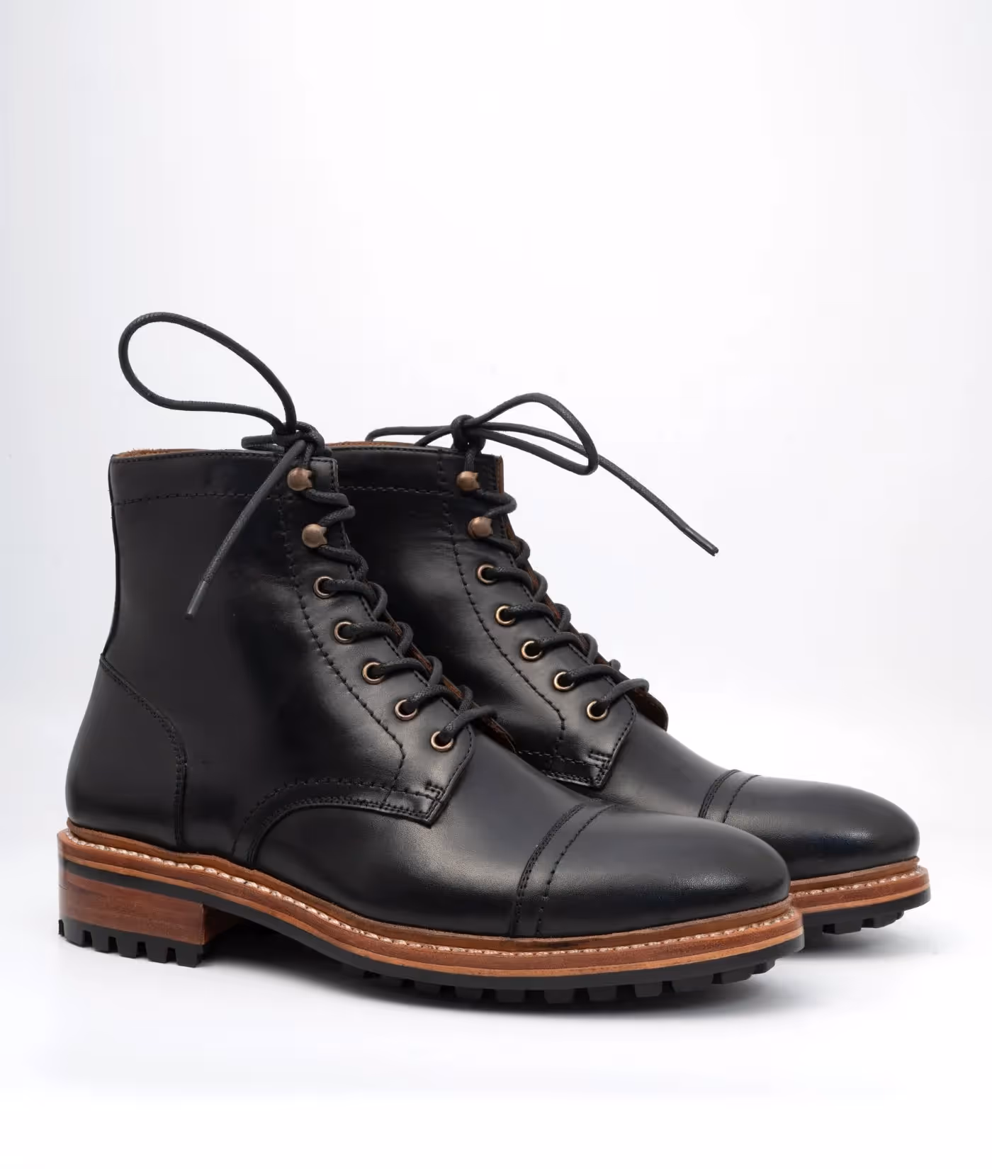 Hand Welted Classic Black Captoe Boot image 4