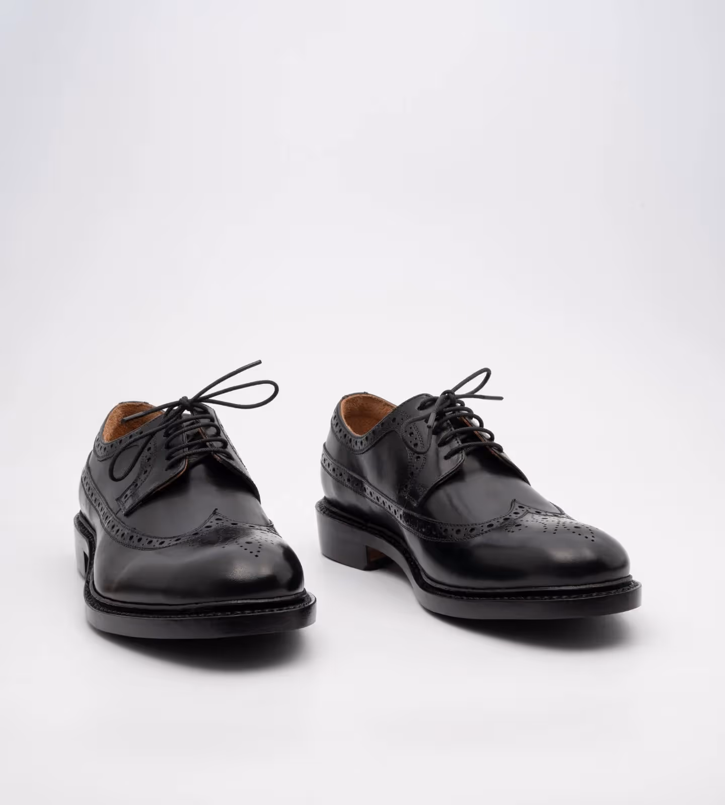 Hand Welted Classic Black Longwing Blucher Shoe image 1