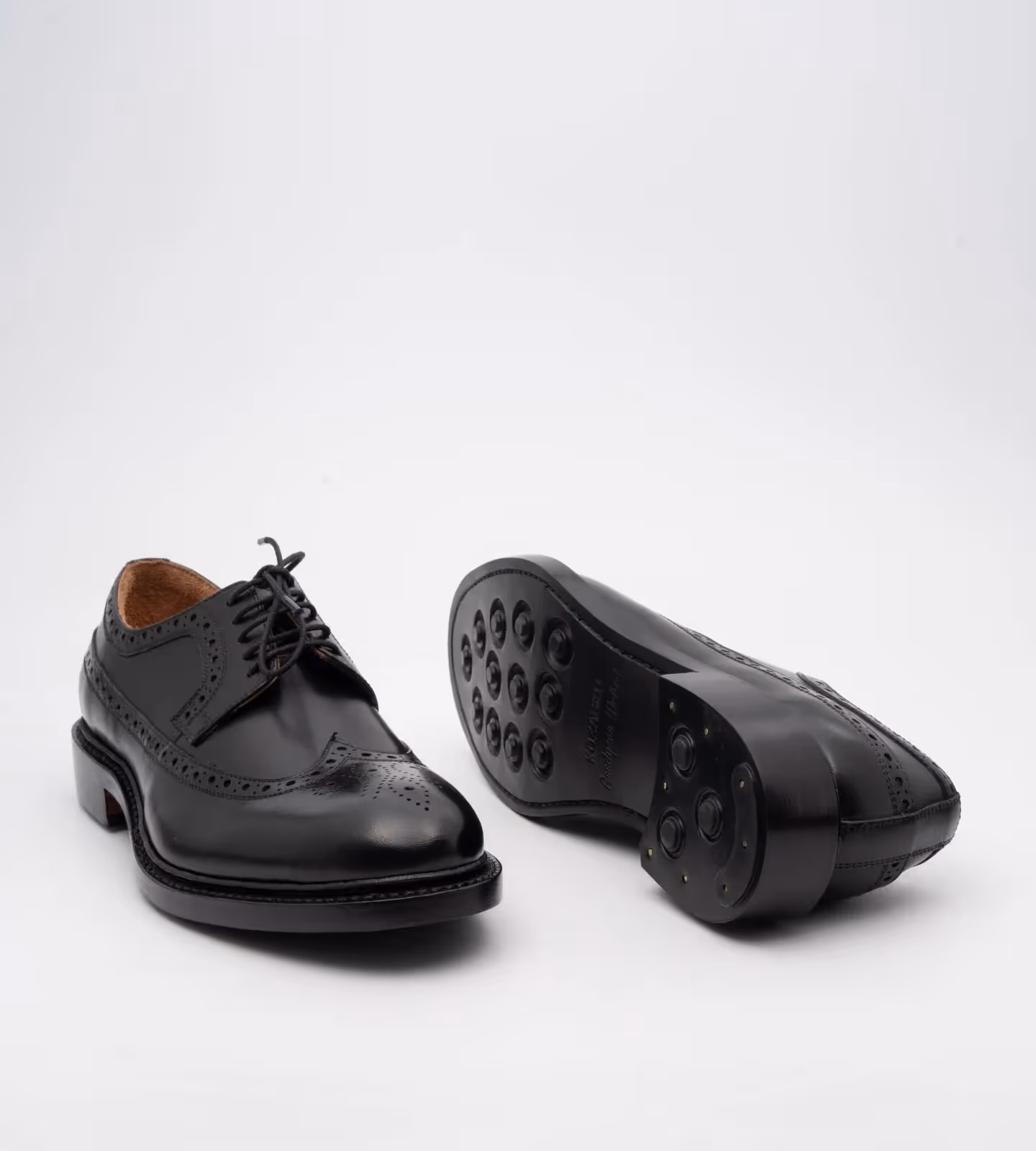 Hand Welted Classic Black Longwing Blucher Shoe image 2