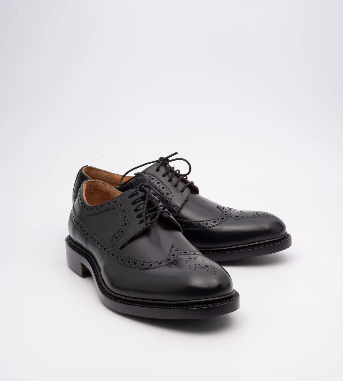 Hand Welted Classic Black Longwing Blucher Shoe image 3
