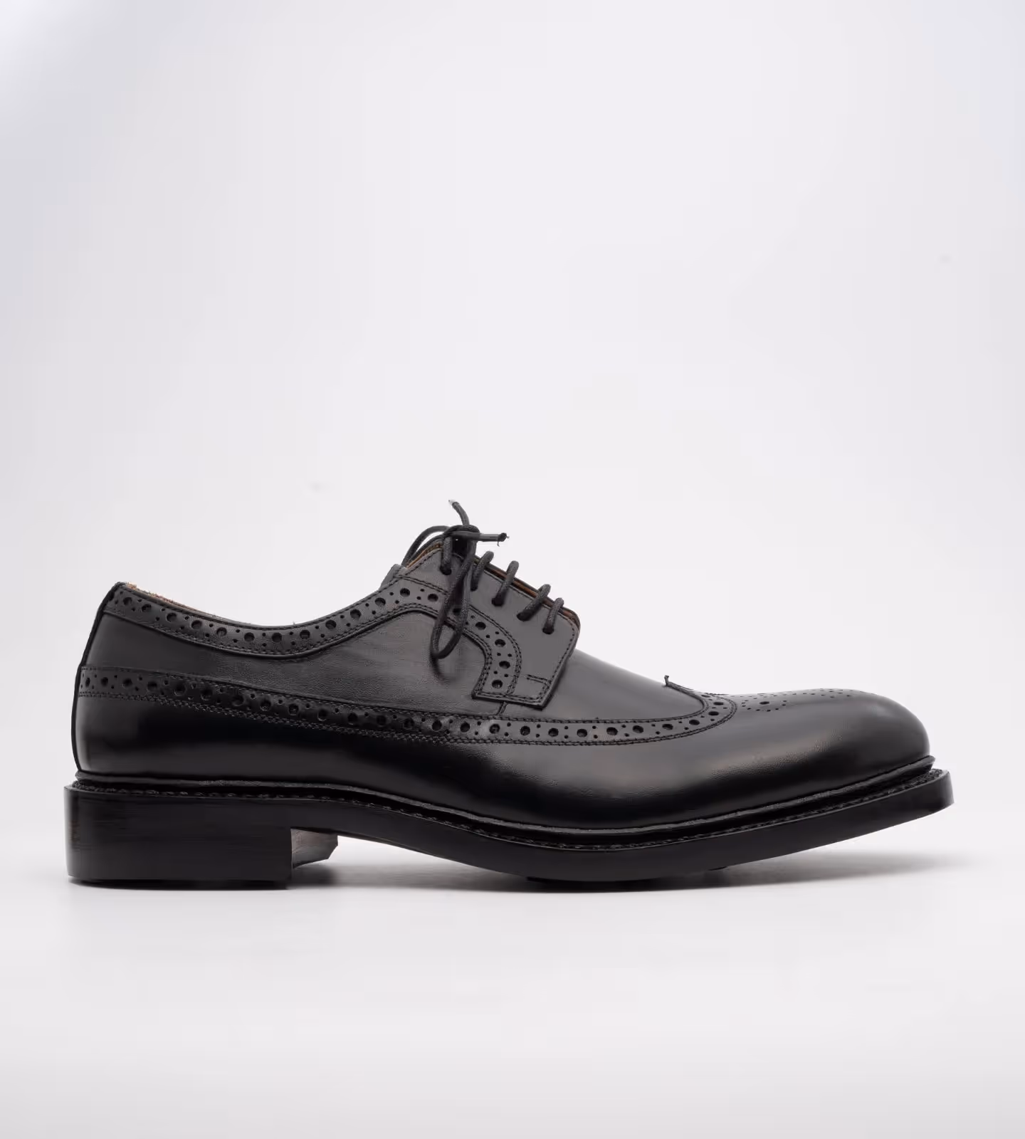 Hand Welted Classic Black Longwing Blucher Shoe image 4