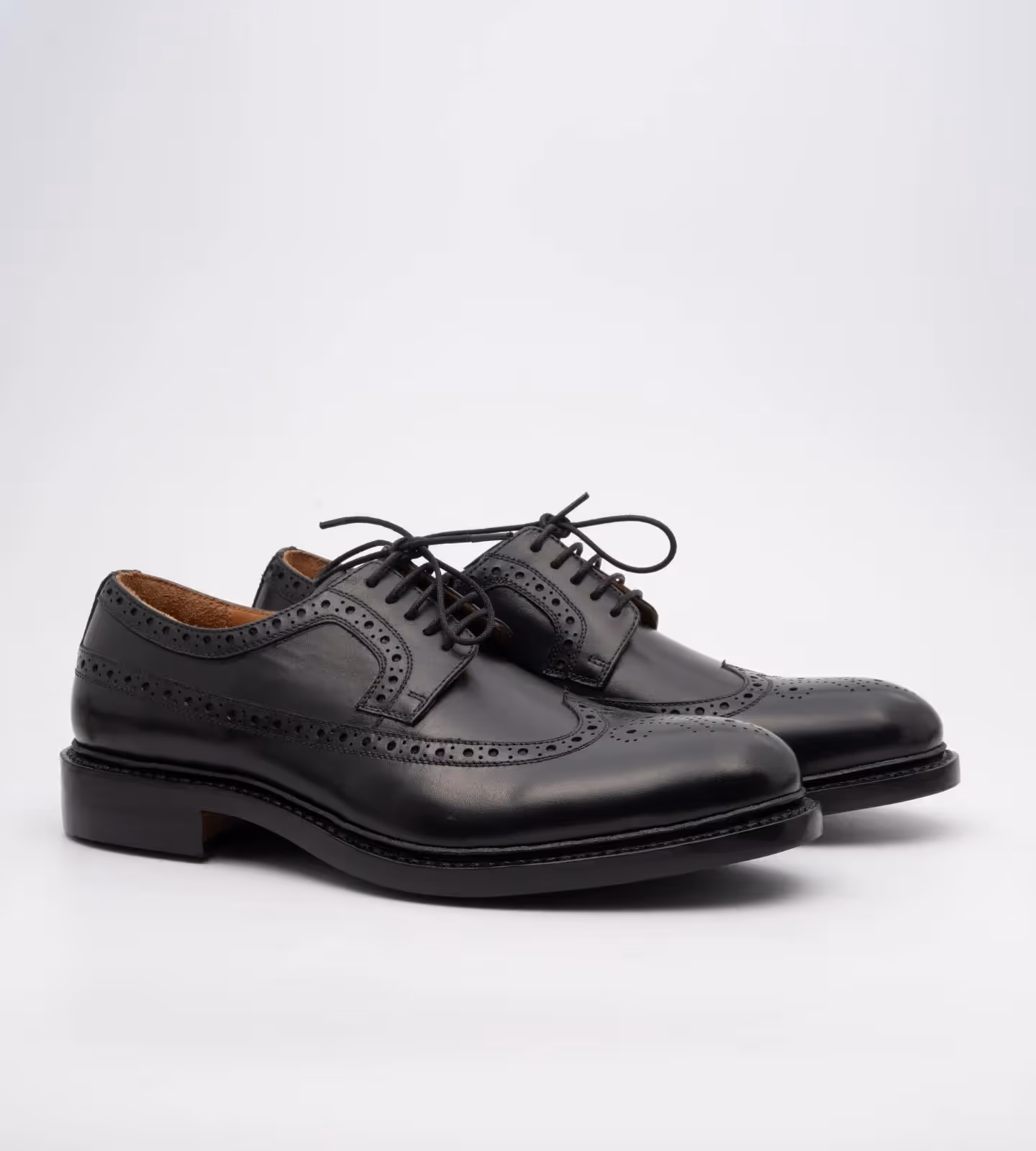 Hand Welted Classic Black Longwing Blucher Shoe image 5
