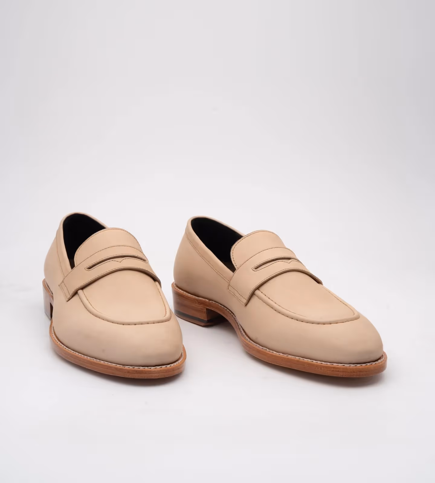 Hand Welted Classic Off-White Penny Loafers image 1
