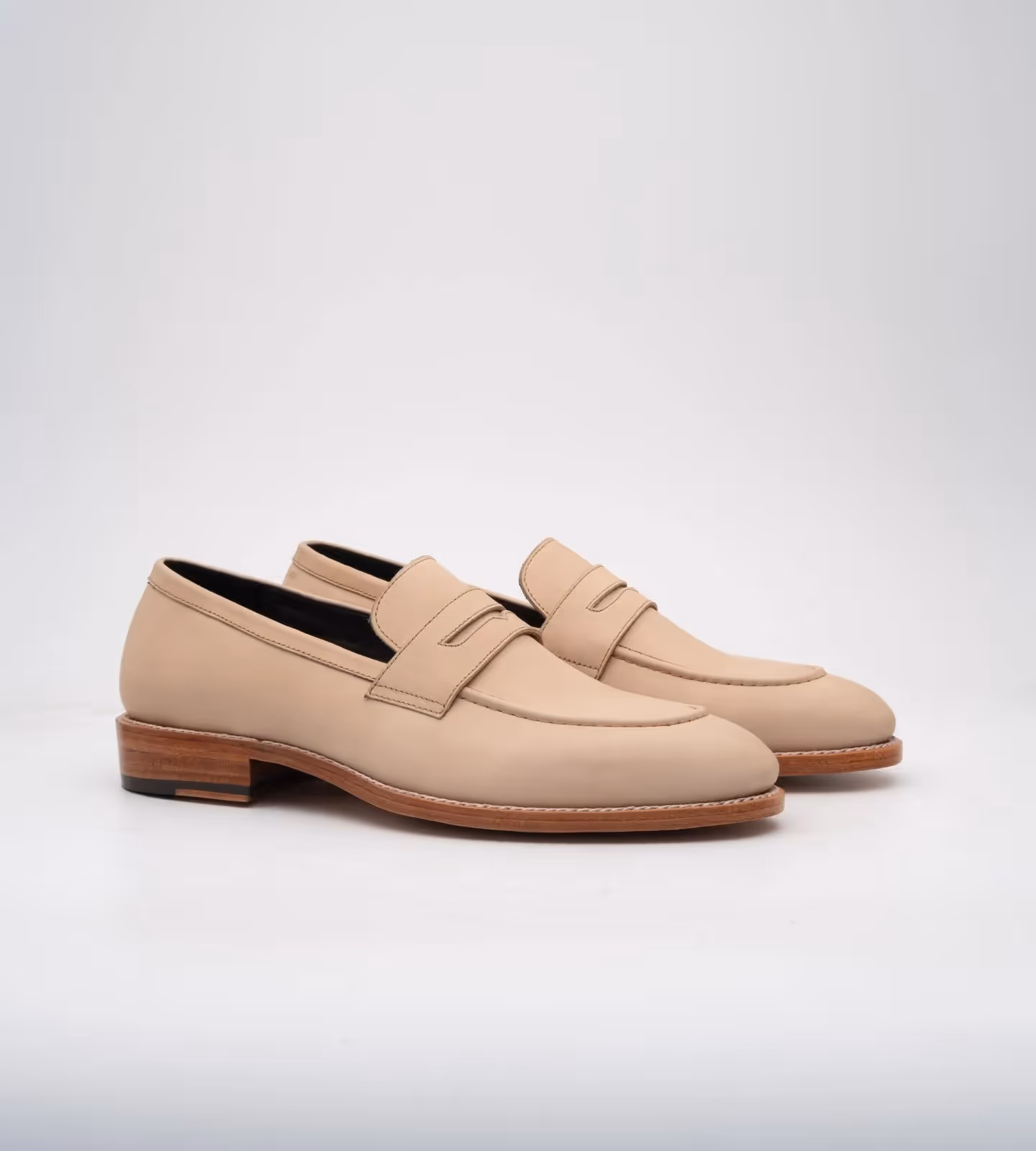 Hand Welted Classic Off-White Penny Loafers image 2