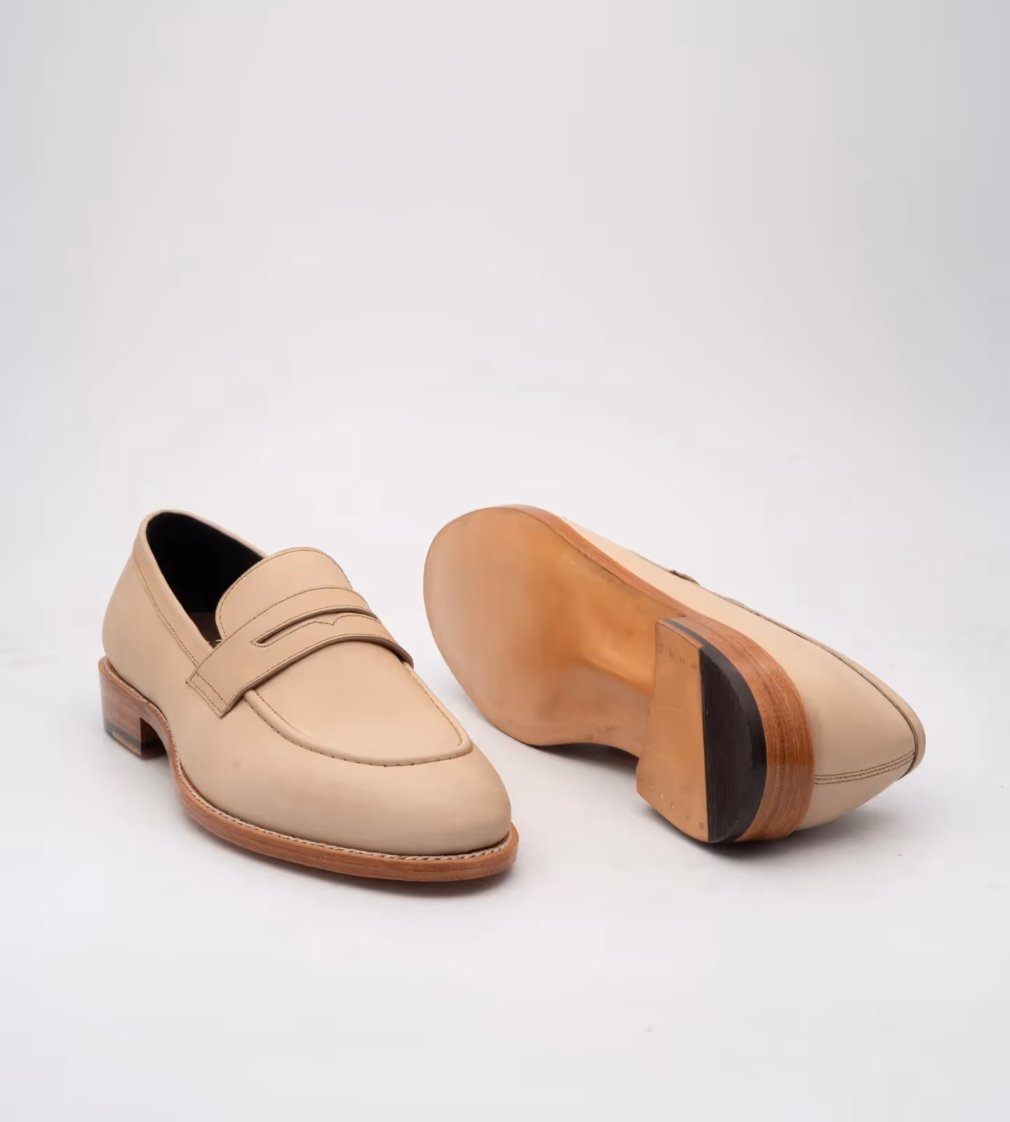 Hand Welted Classic Off-White Penny Loafers image 3