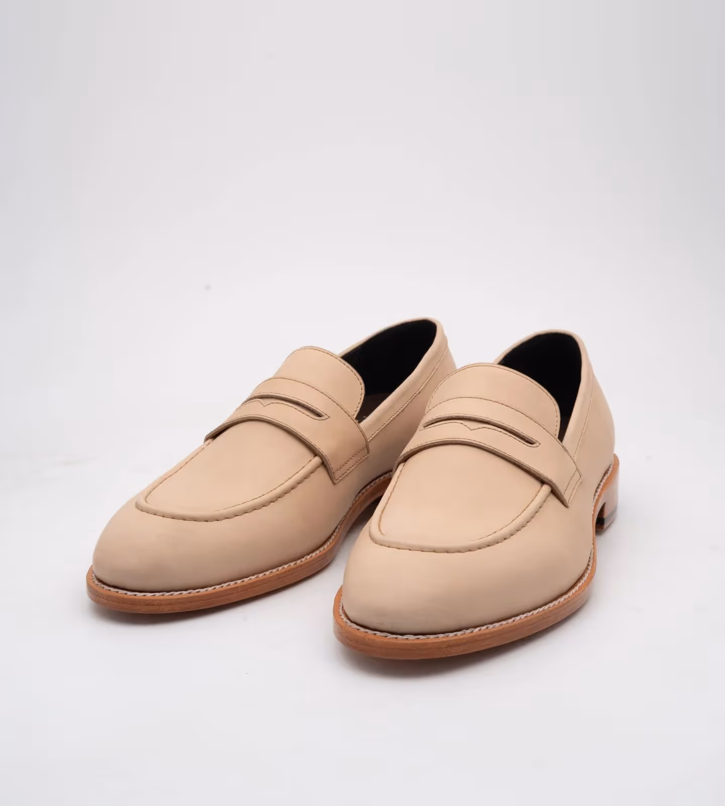 Hand Welted Classic Off-White Penny Loafers image 4
