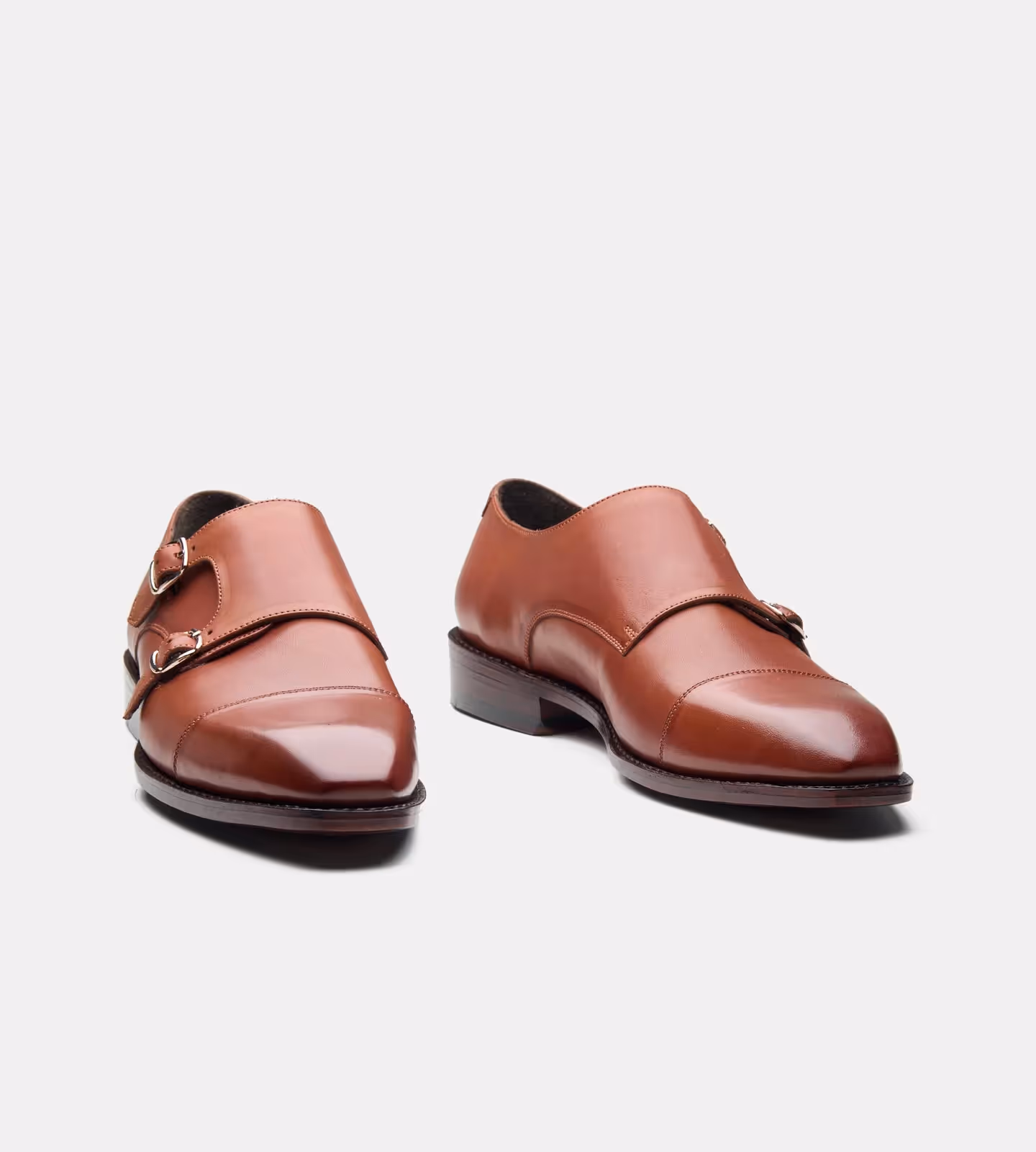 Hand Welted Cognac Double Strap Monk Shoe image 1