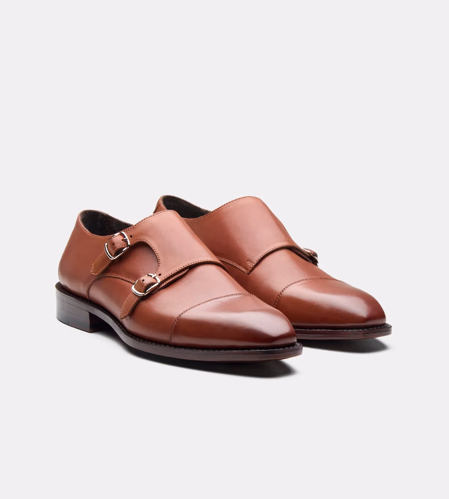 Hand Welted Cognac Double Strap Monk Shoe image 2