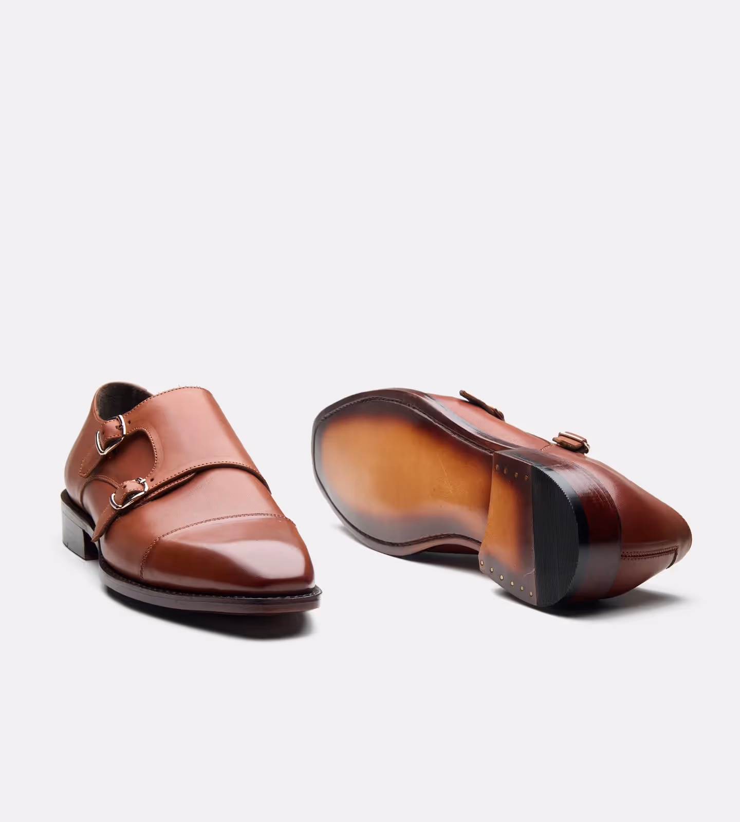 Hand Welted Cognac Double Strap Monk Shoe image 4