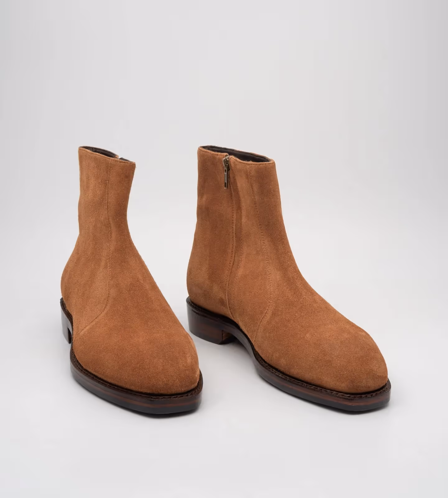 Hand-Welted Cognac Suede Zipper Chelsea Boot image 1