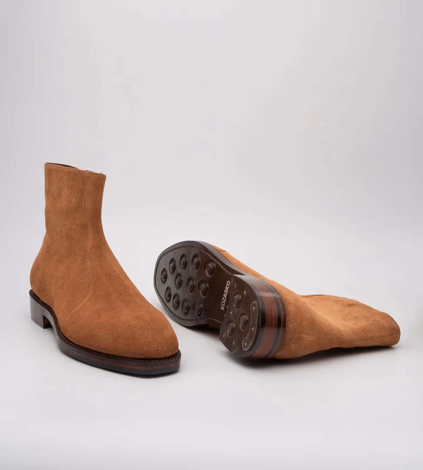 Hand-Welted Cognac Suede Zipper Chelsea Boot image 2