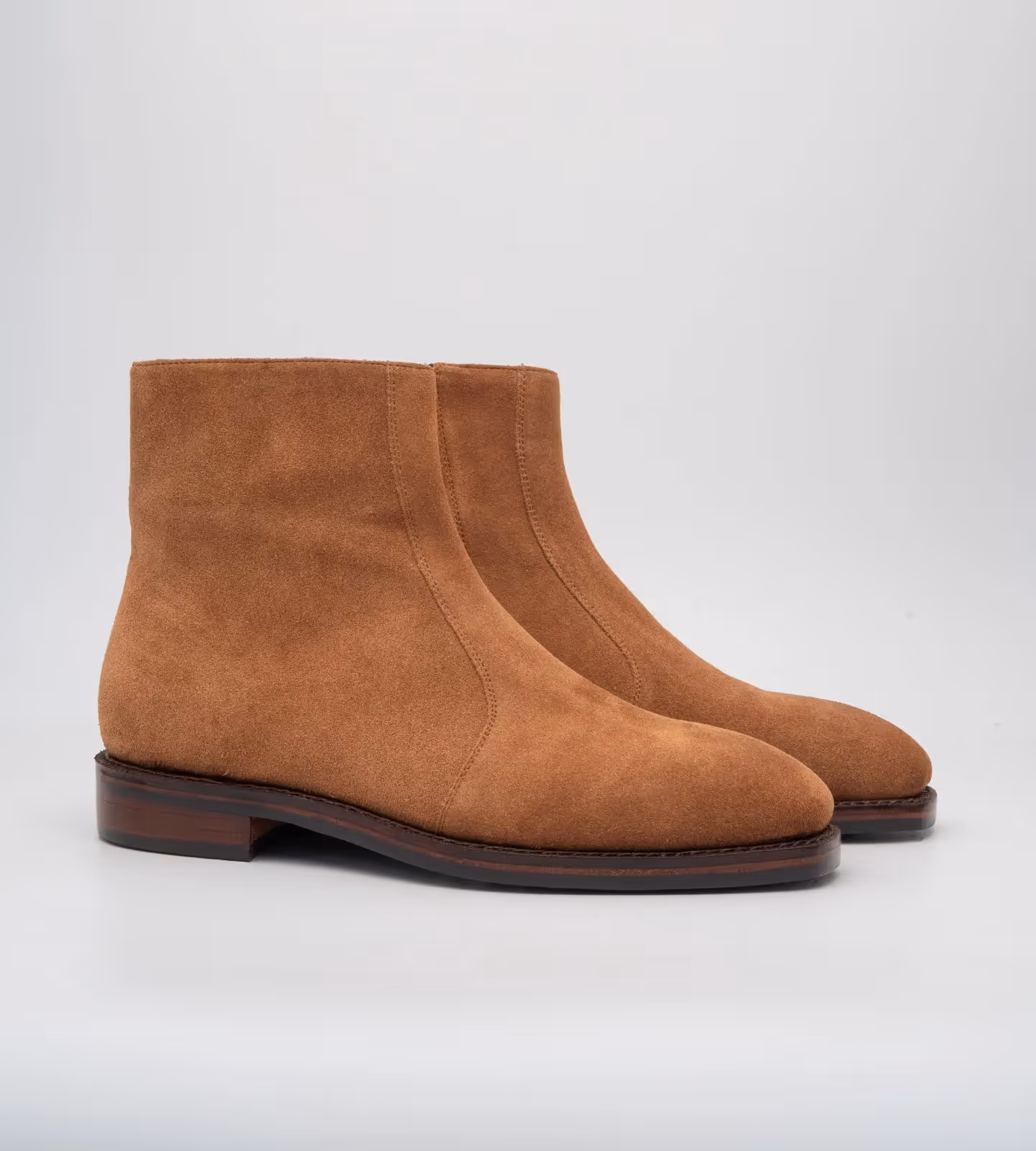 Hand-Welted Cognac Suede Zipper Chelsea Boot image 3