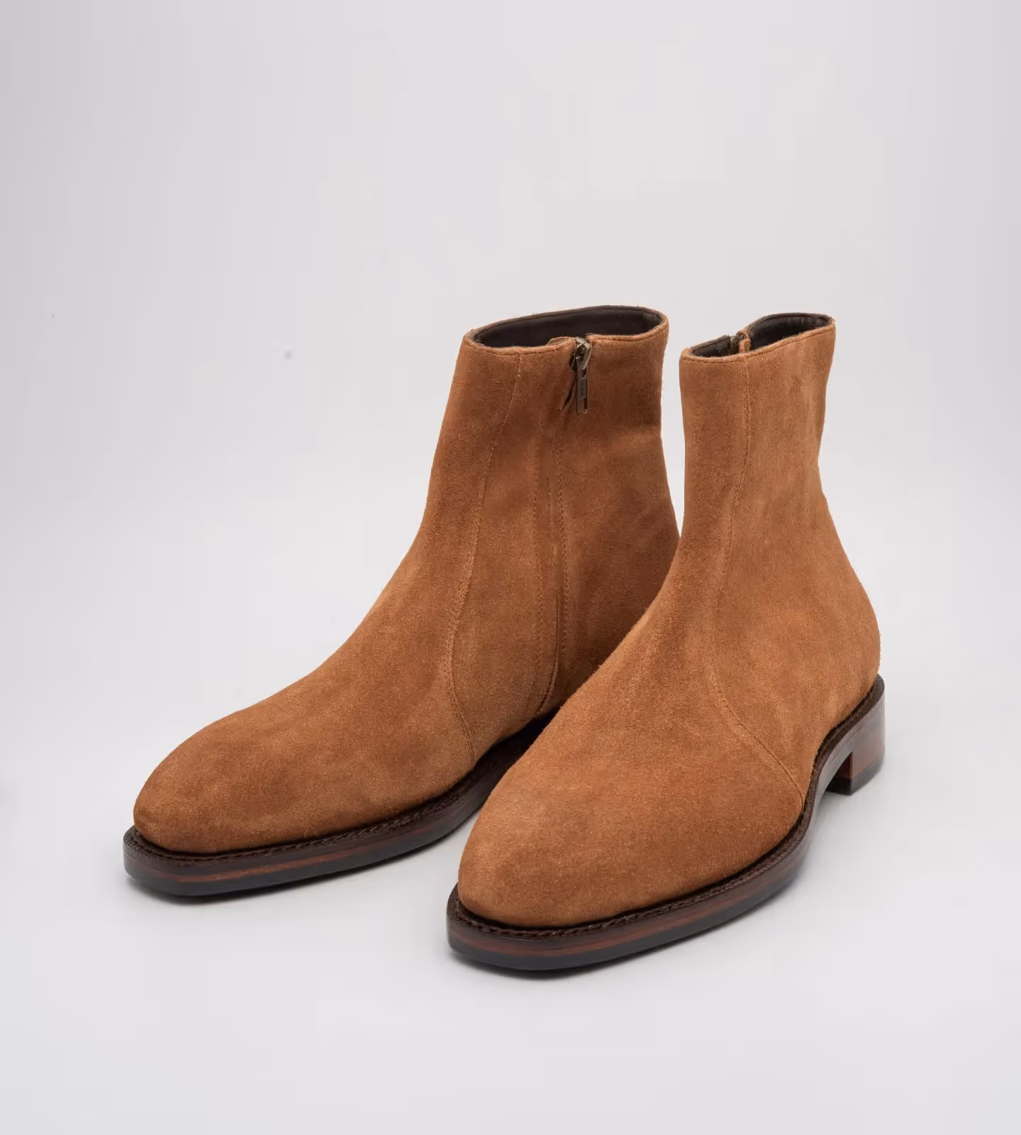 Hand-Welted Cognac Suede Zipper Chelsea Boot image 5
