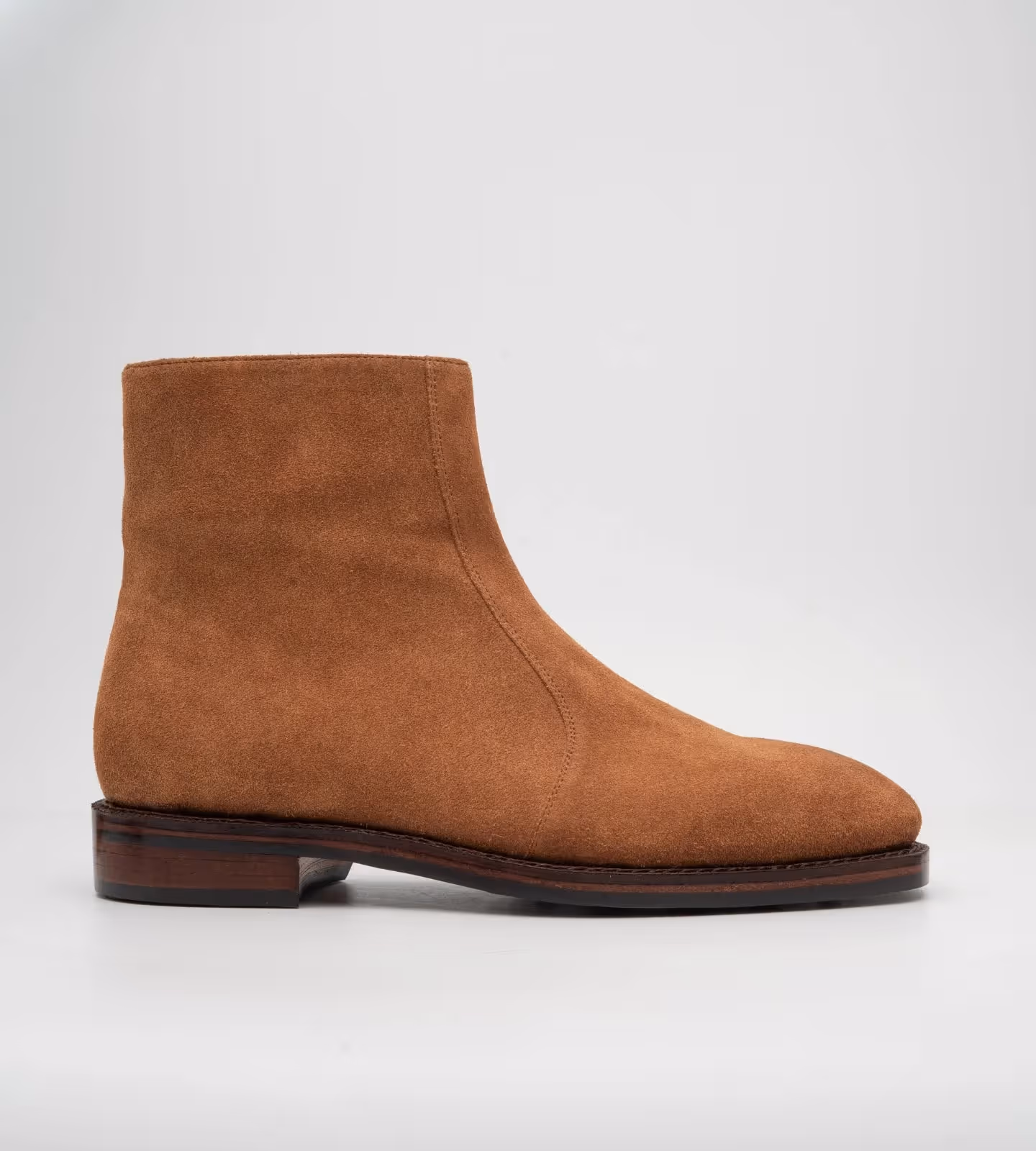 Hand-Welted Cognac Suede Zipper Chelsea Boot image 6