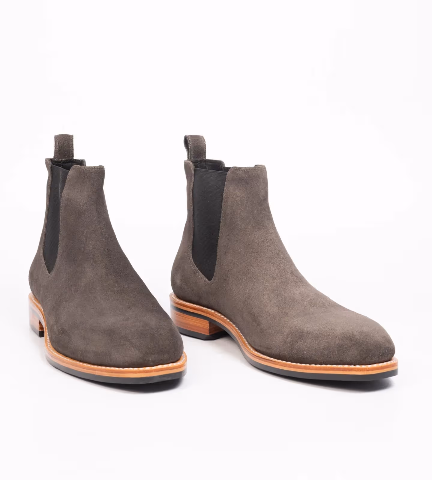 Hand Welted Dark Grey Suede Wholecut Chelsea Boot image 1