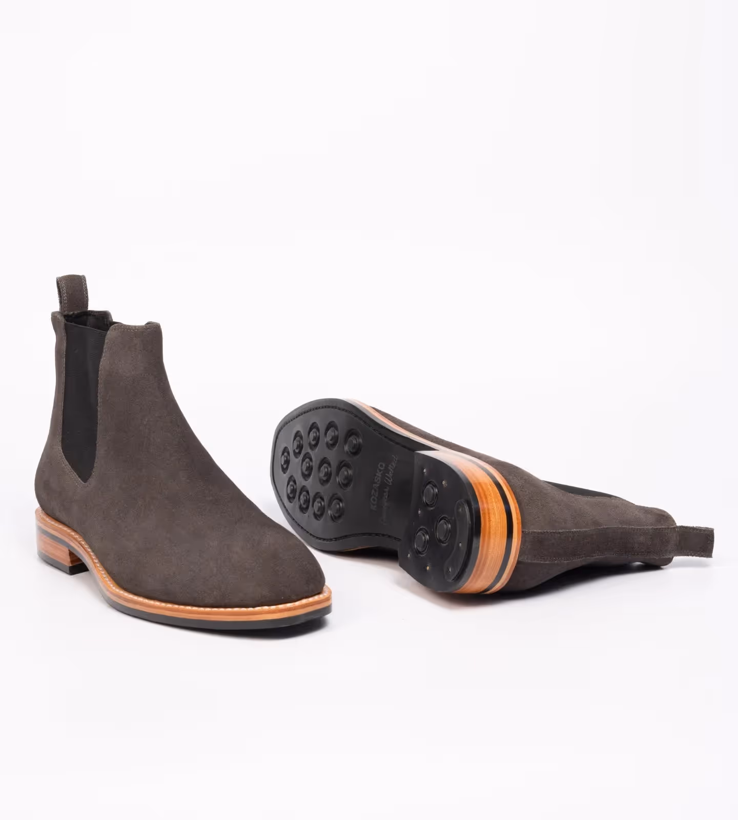 Hand Welted Dark Grey Suede Wholecut Chelsea Boot image 6