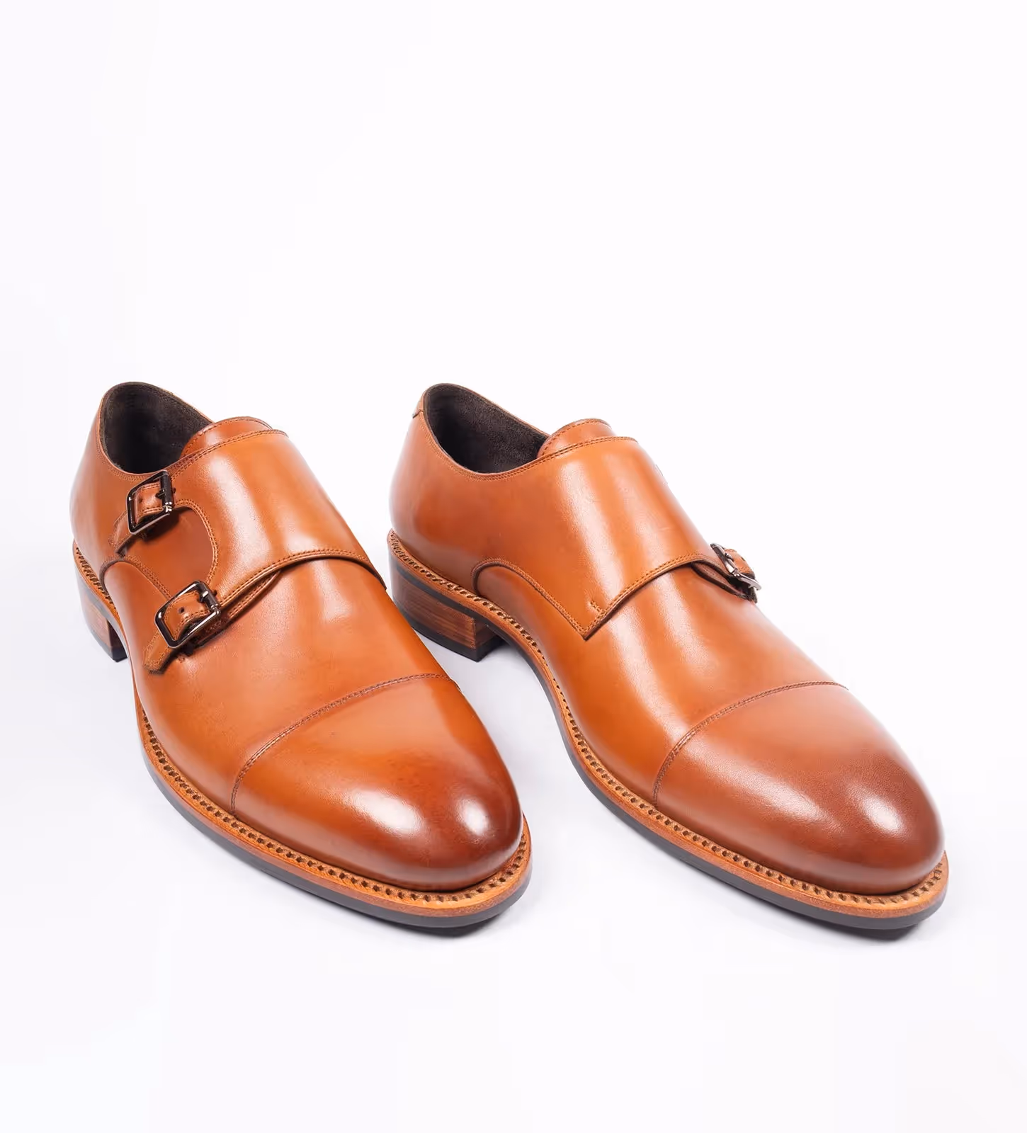 Hand Welted Double Strap Tan Monk Shoe image 1