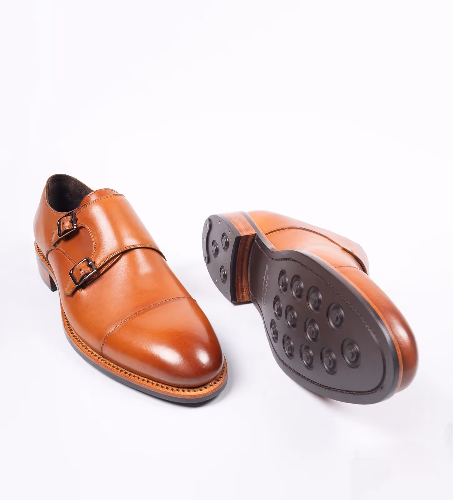 Hand Welted Double Strap Tan Monk Shoe image 2