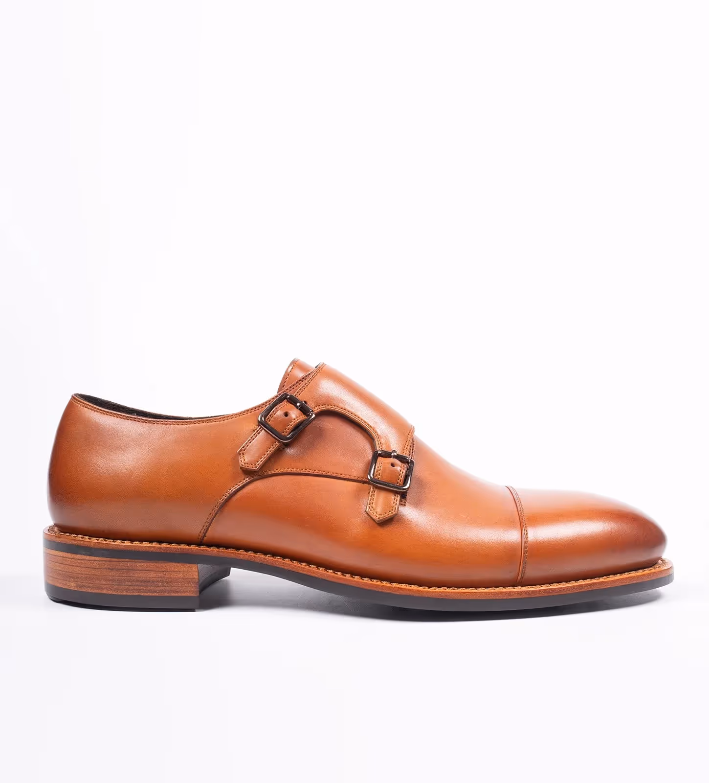 Hand Welted Double Strap Tan Monk Shoe image 4