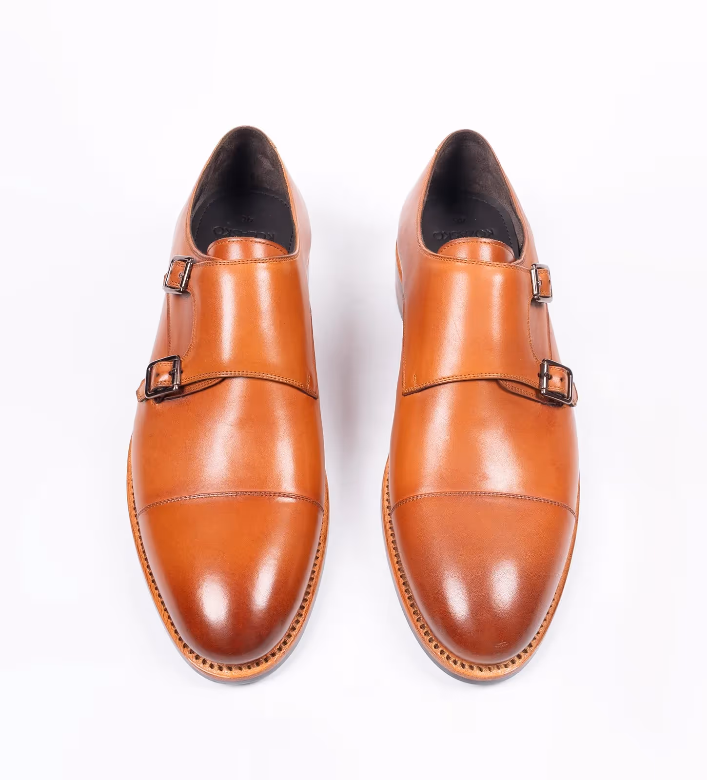Hand Welted Double Strap Tan Monk Shoe image 6