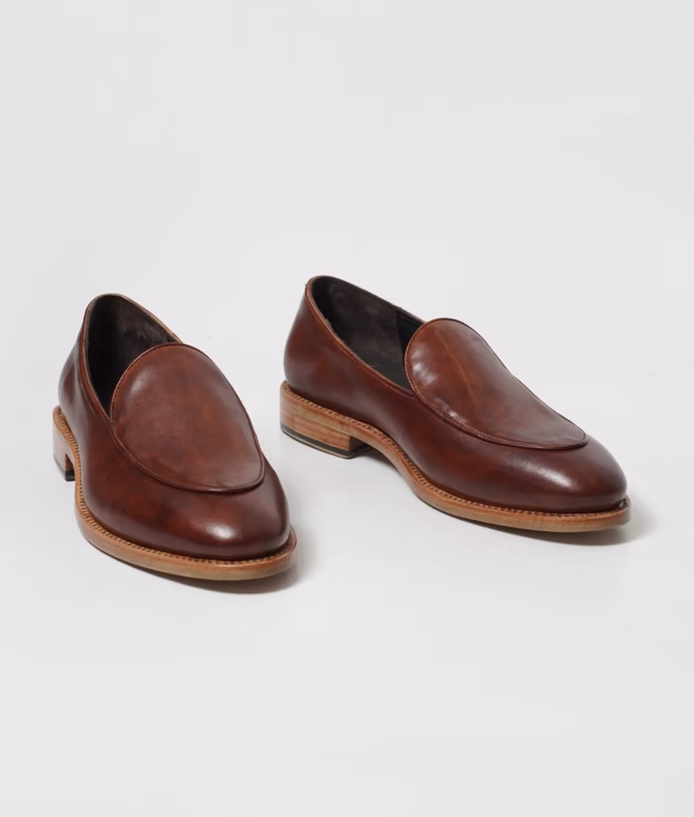 Hand Welted Dual Tone Cognac Belgian Loafer image 1