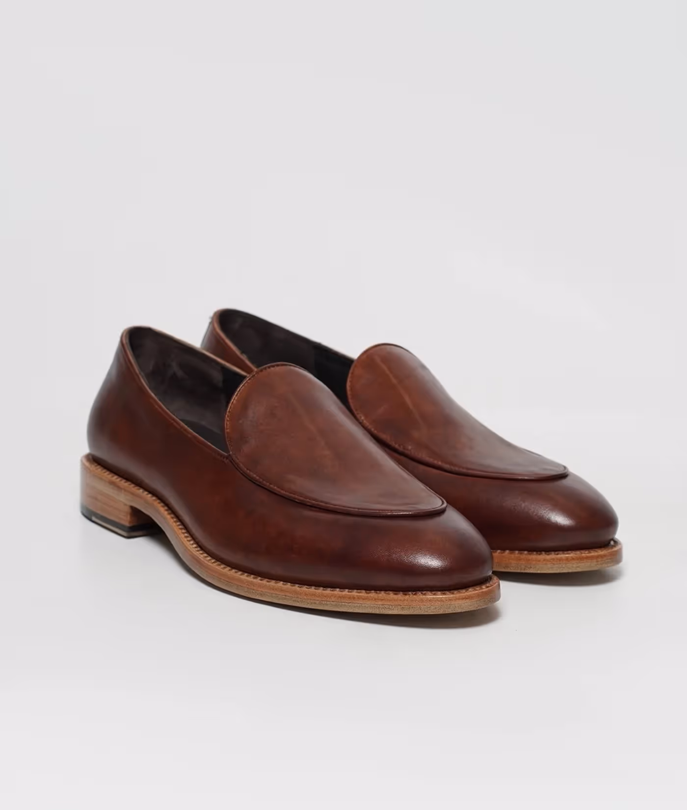 Hand Welted Dual Tone Cognac Belgian Loafer image 4