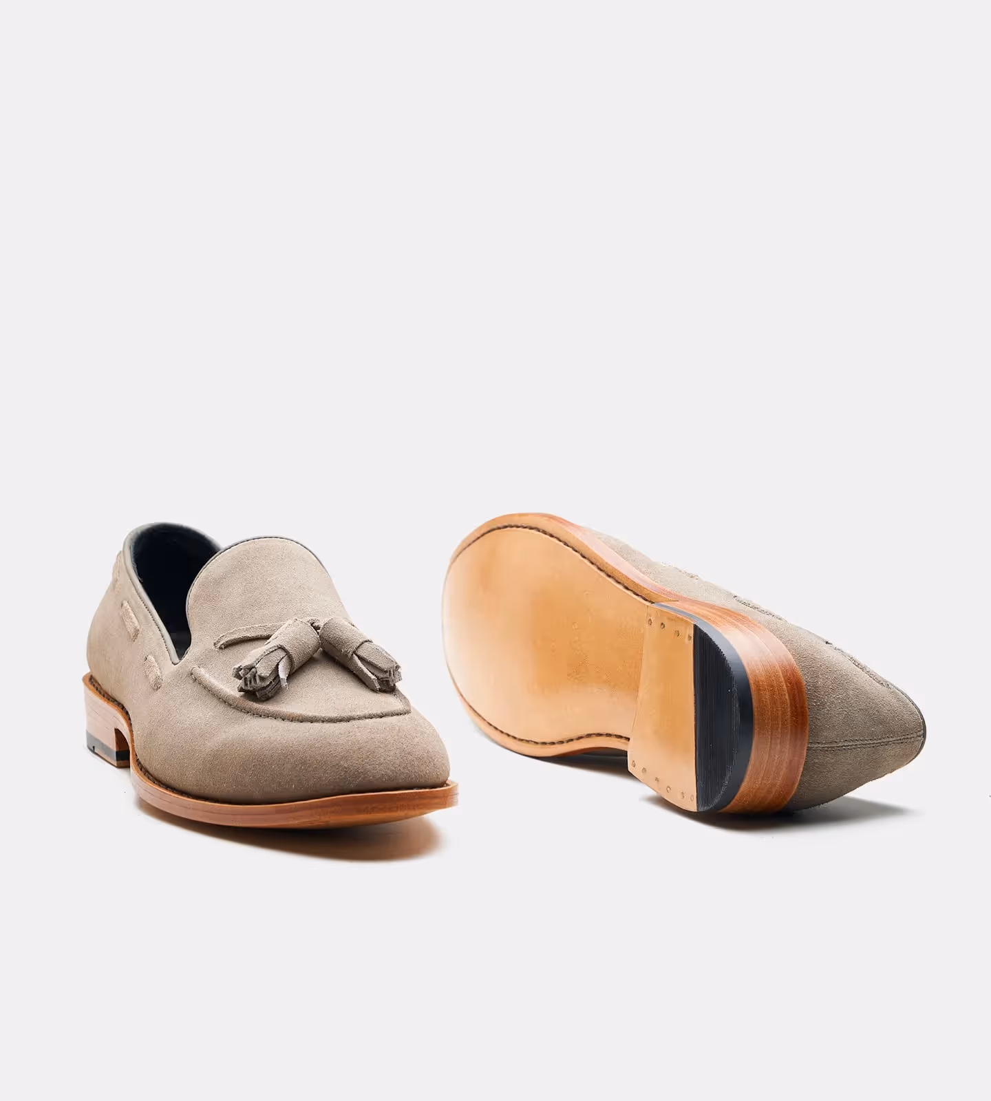 Hand Welted Grey Suede Tassel Loafers  image 2