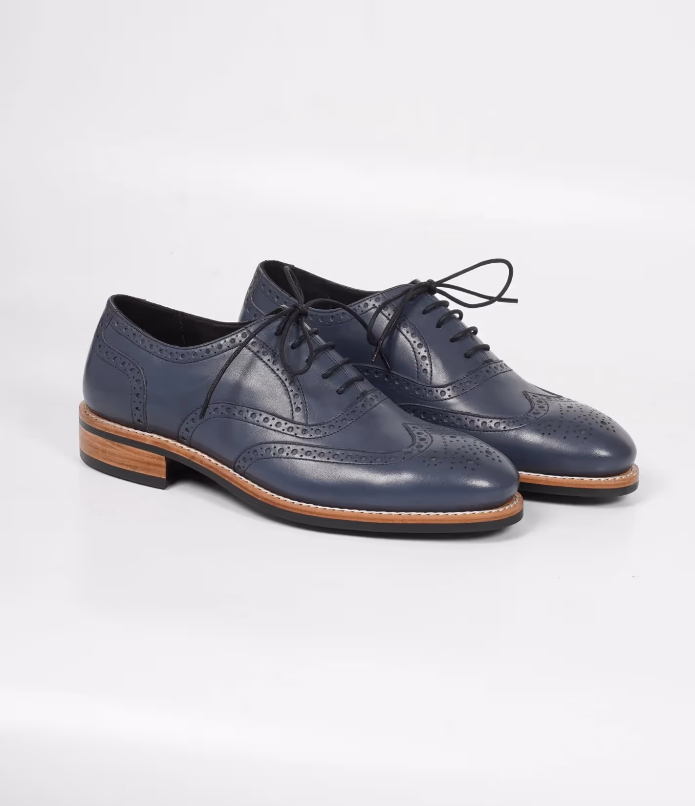 Hand Welted Navy Wingtip Oxfords image 1
