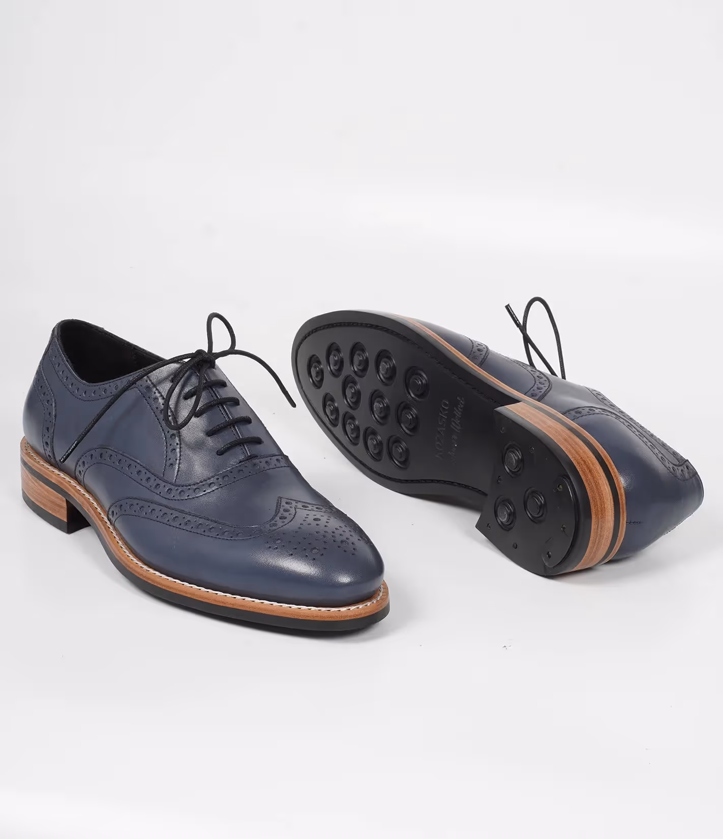 Hand Welted Navy Wingtip Oxfords image 3
