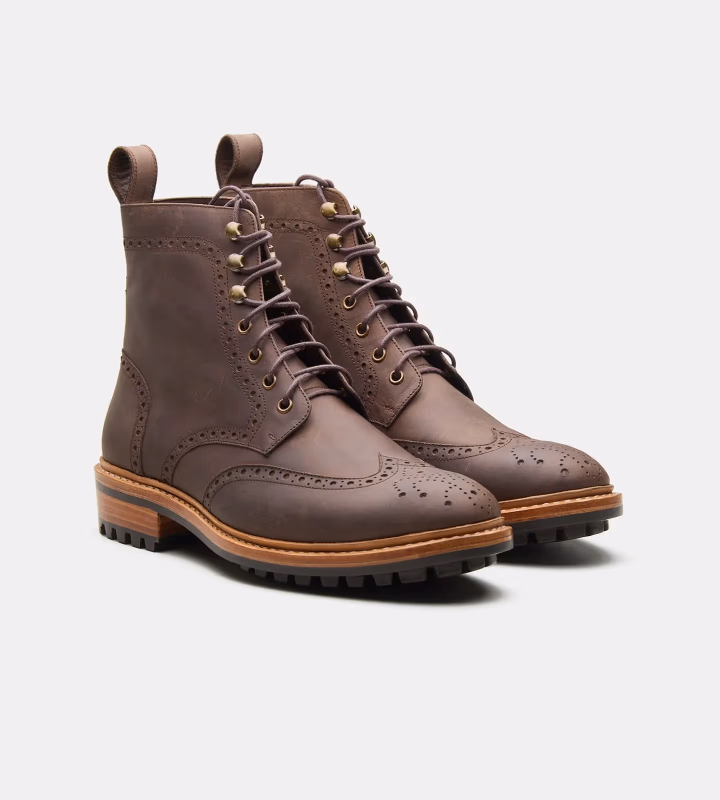 Hand Welted Oil Pull-up Brown Brogue Boot  image 1