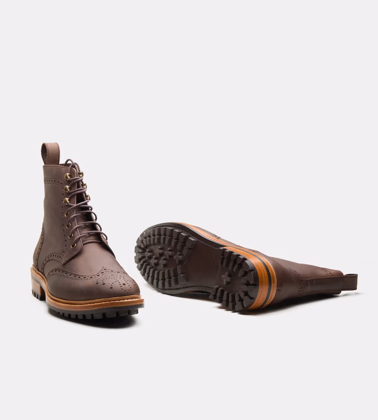 Hand Welted Oil Pull-up Brown Brogue Boot  image 2
