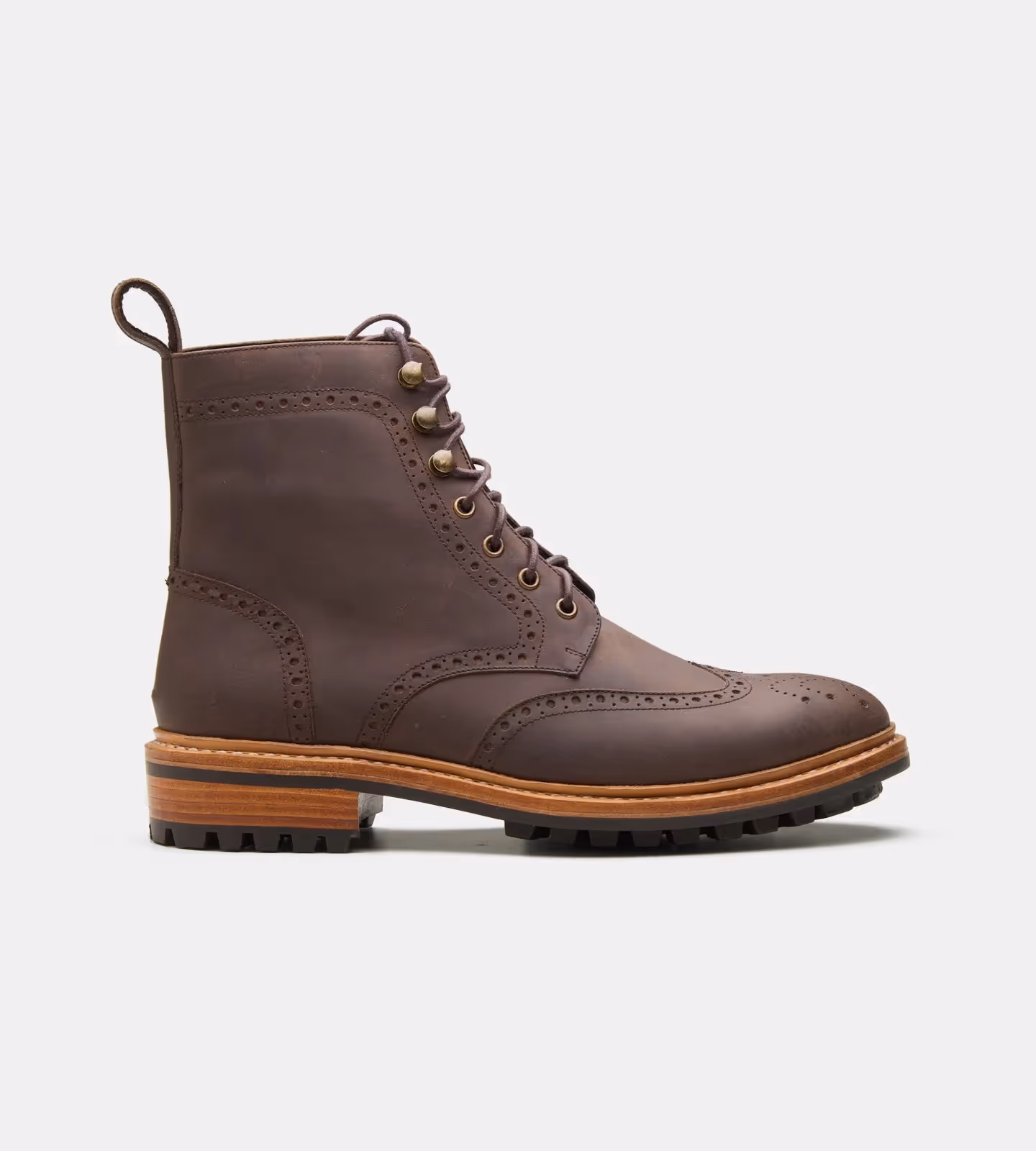 Hand Welted Oil Pull-up Brown Brogue Boot  image 3
