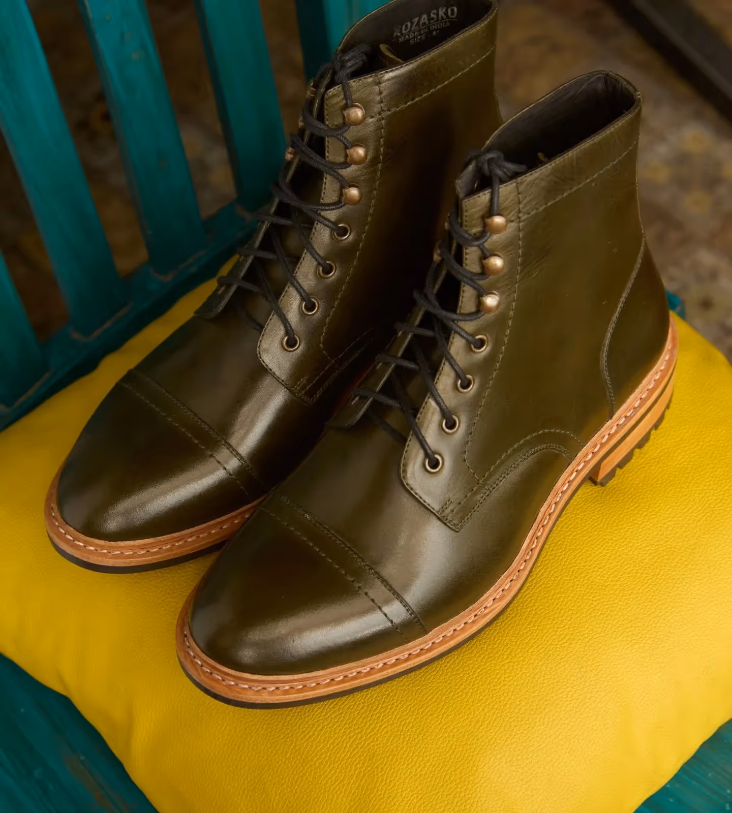 Hand Welted Olive Captoe Boot  image 3