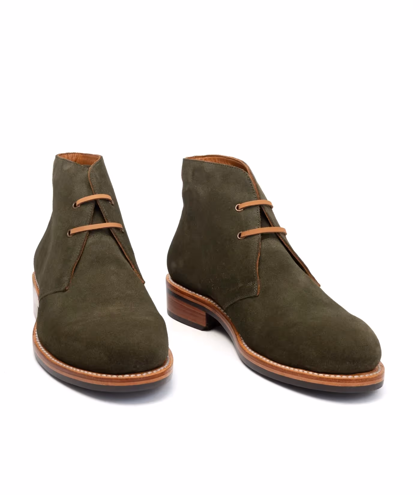 Hand-Welted Olive Suede Leather Chukka Boot image 1