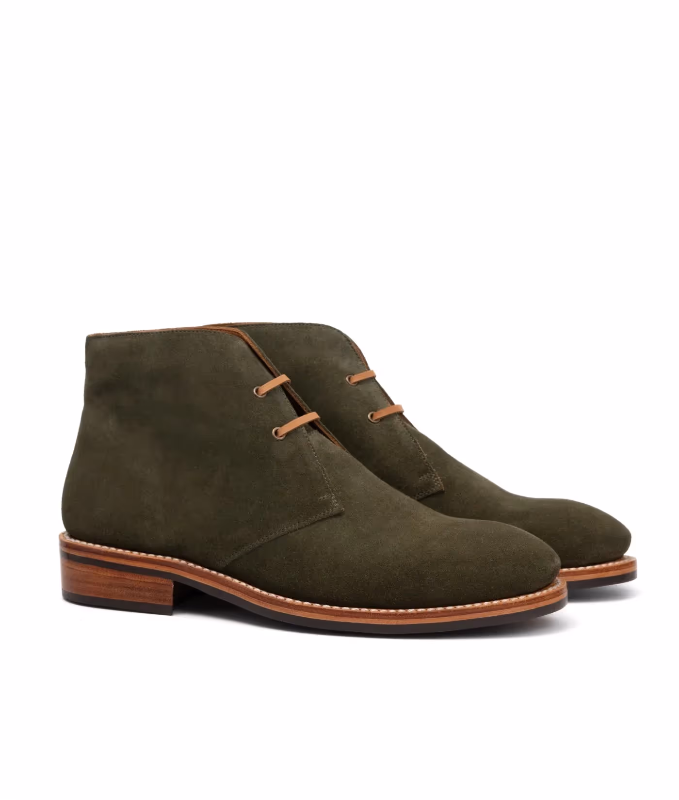 Hand-Welted Olive Suede Leather Chukka Boot image 4