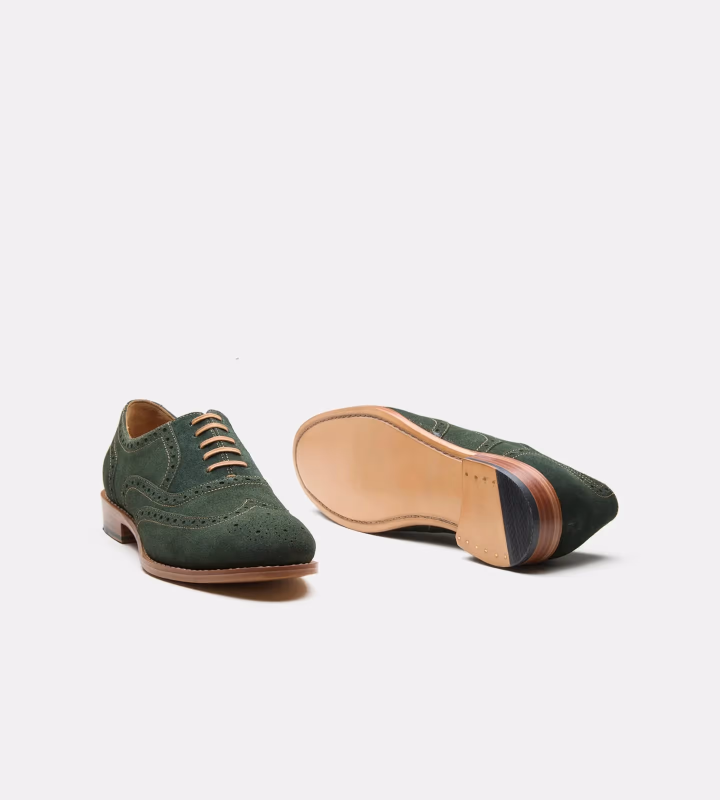 Hand Welted Olive Suede Wingtip Oxfords image 2
