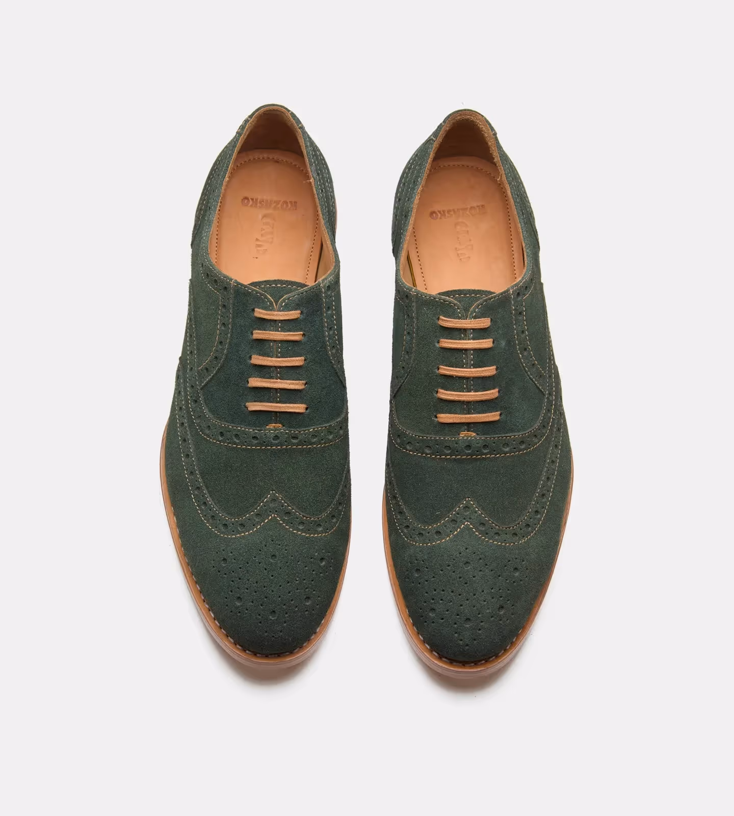 Hand Welted Olive Suede Wingtip Oxfords image 3