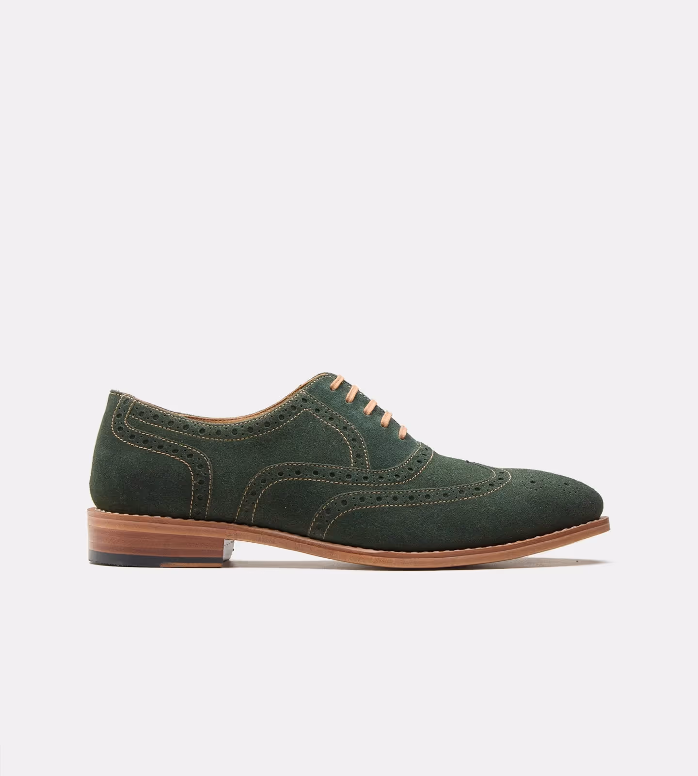 Hand Welted Olive Suede Wingtip Oxfords image 5