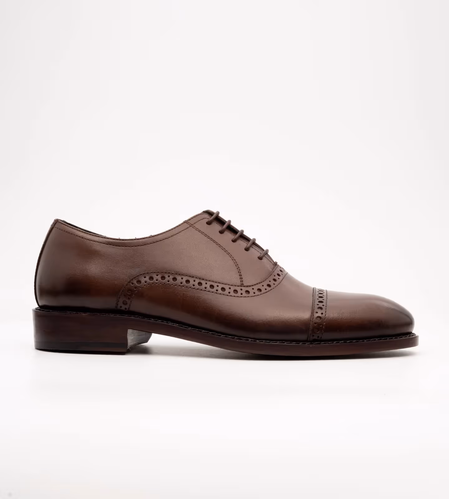 Hand Welted Semi Brogue Brown Captoe Oxfords image 2
