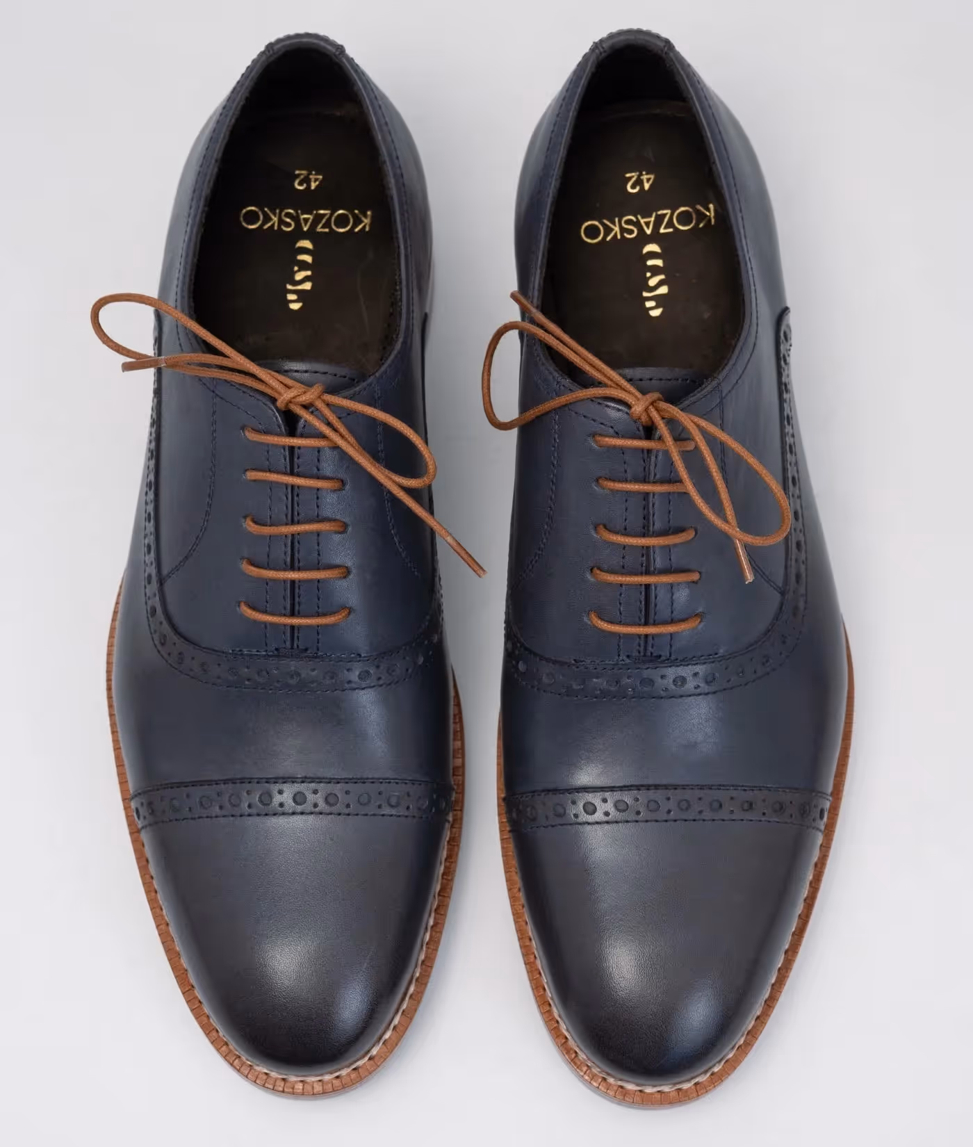 Hand Welted Semi Brogue Navy Captoe Oxfords image 4