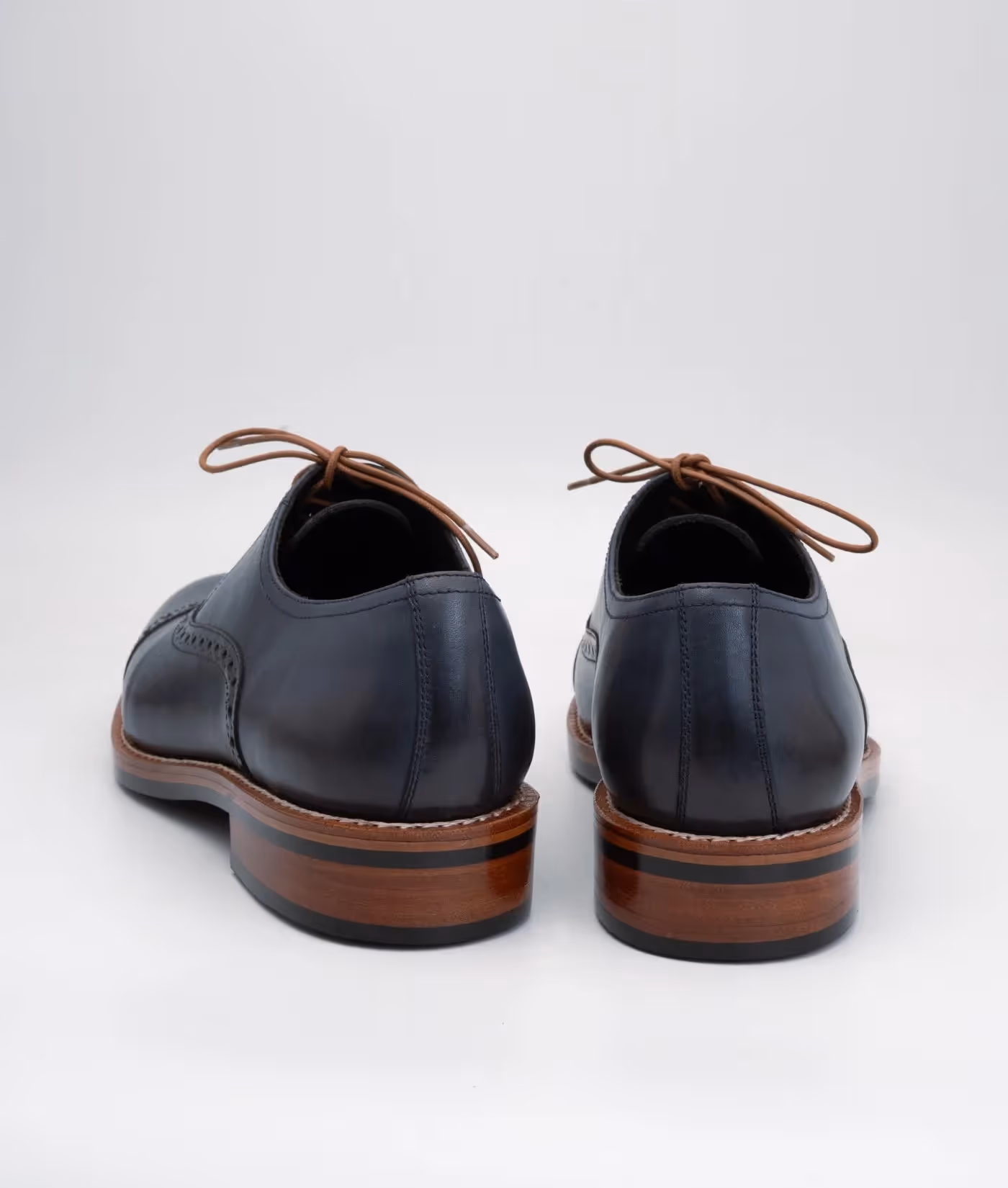 Hand Welted Semi Brogue Navy Captoe Oxfords image 5