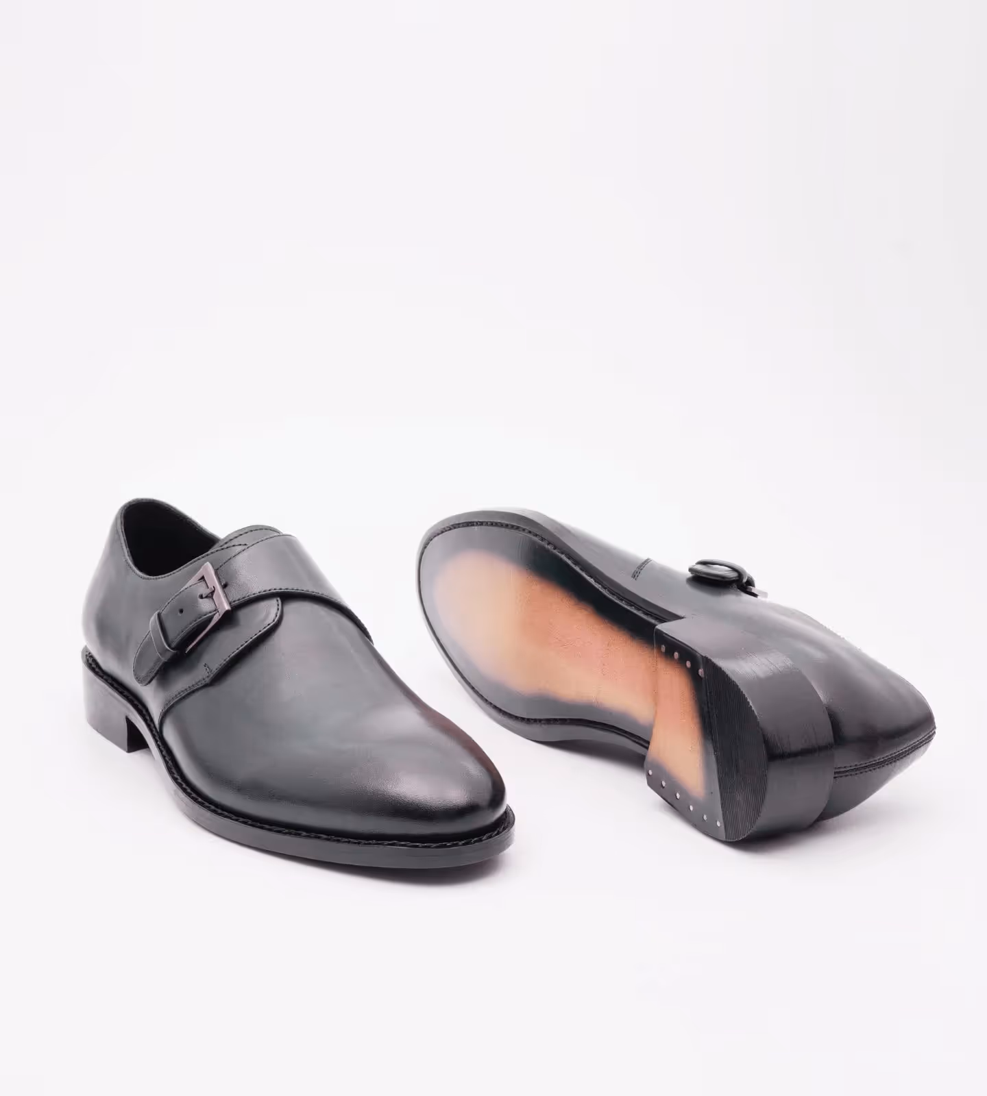 Hand Welted Single Strap Black Monks  image 4