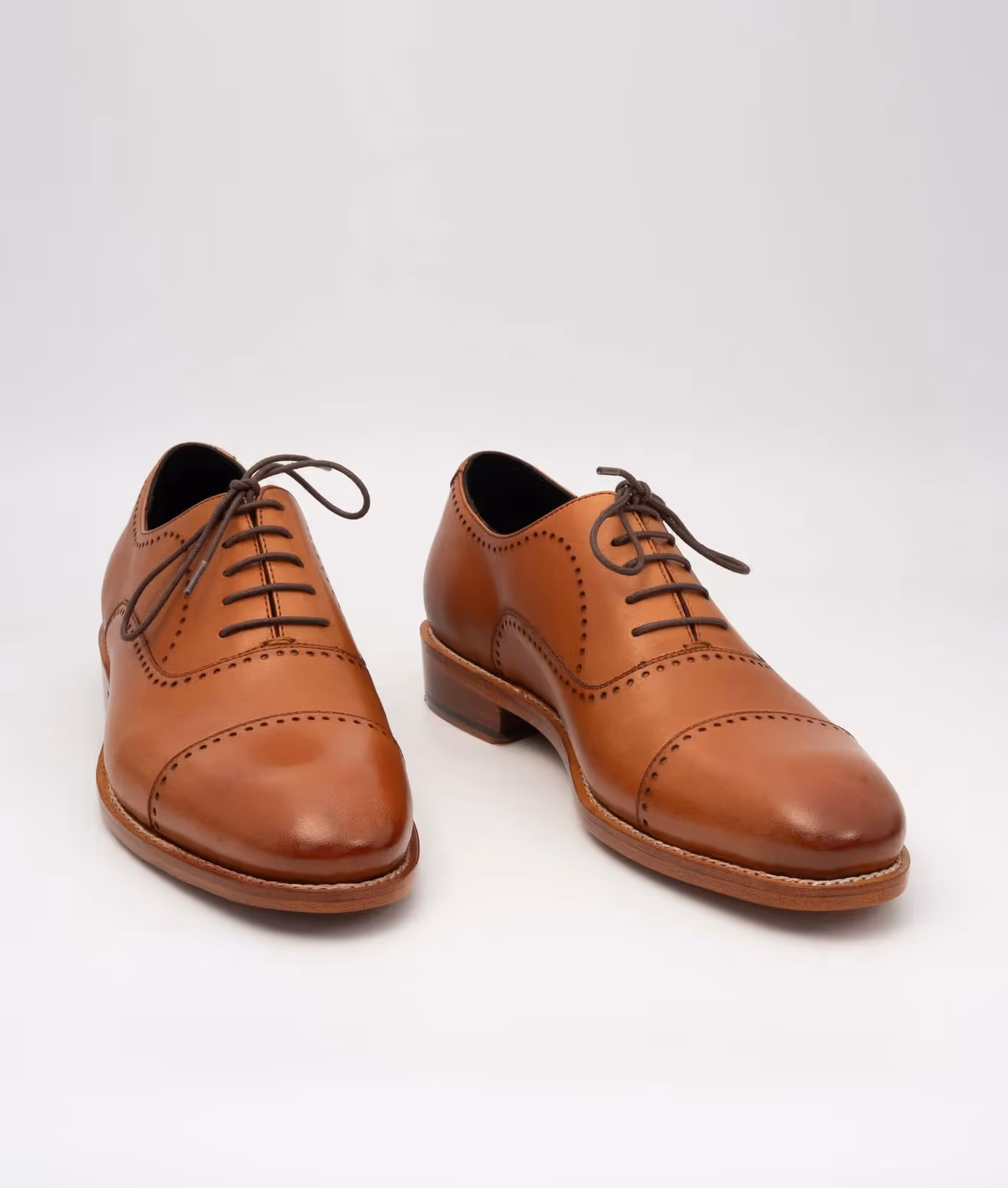 Hand Welted Tan Captoe Oxfords With Punches image 1