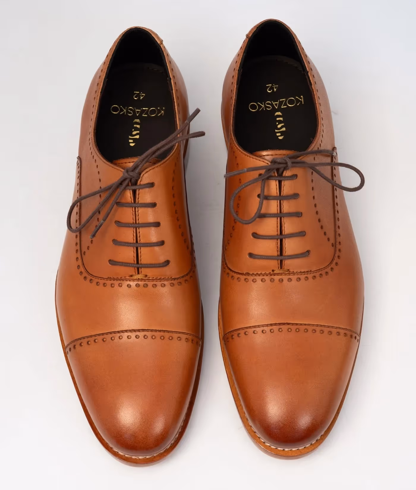 Hand Welted Tan Captoe Oxfords With Punches  image 3