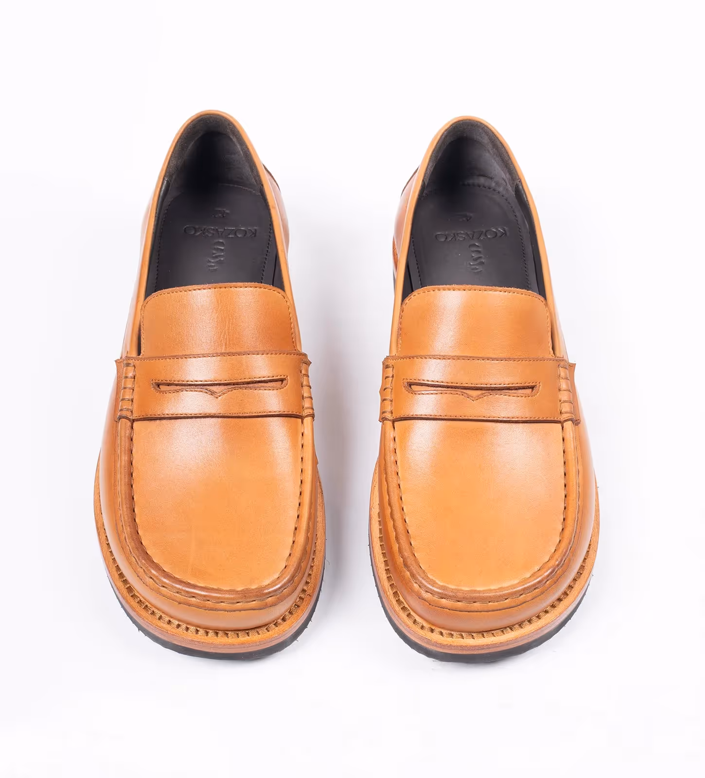 Hand-Welted Tan Full Grain Leather Barefoot Slip-Ons image 2