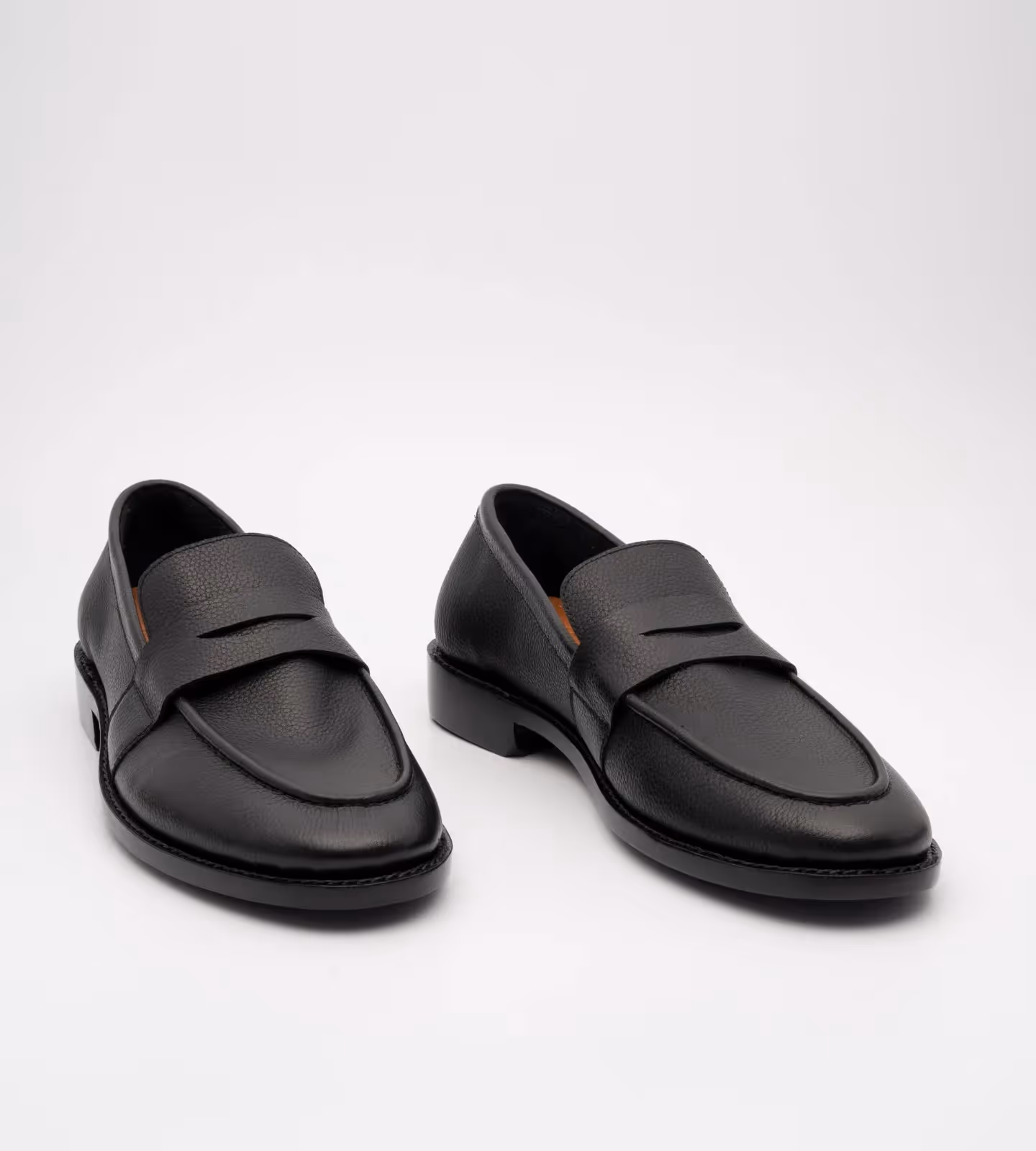 Hand-Welted Unlined Black Milled Leather Penny Loafer image 1